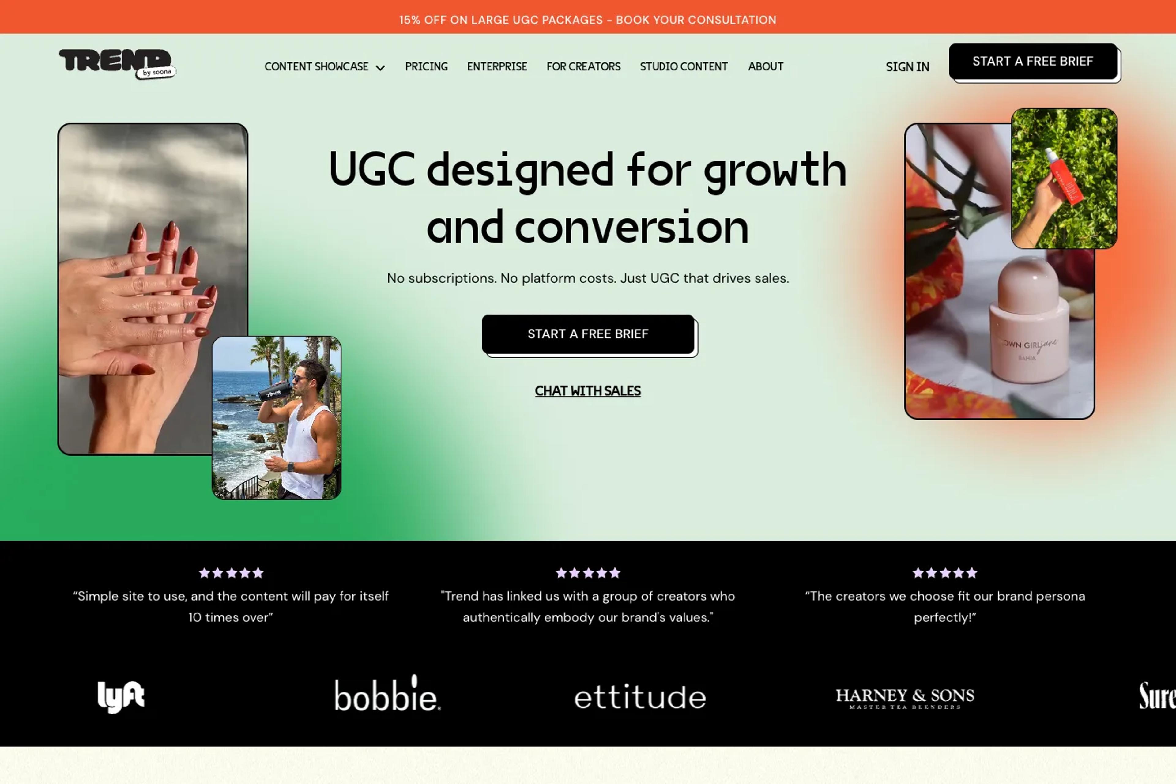 Trend website homepage