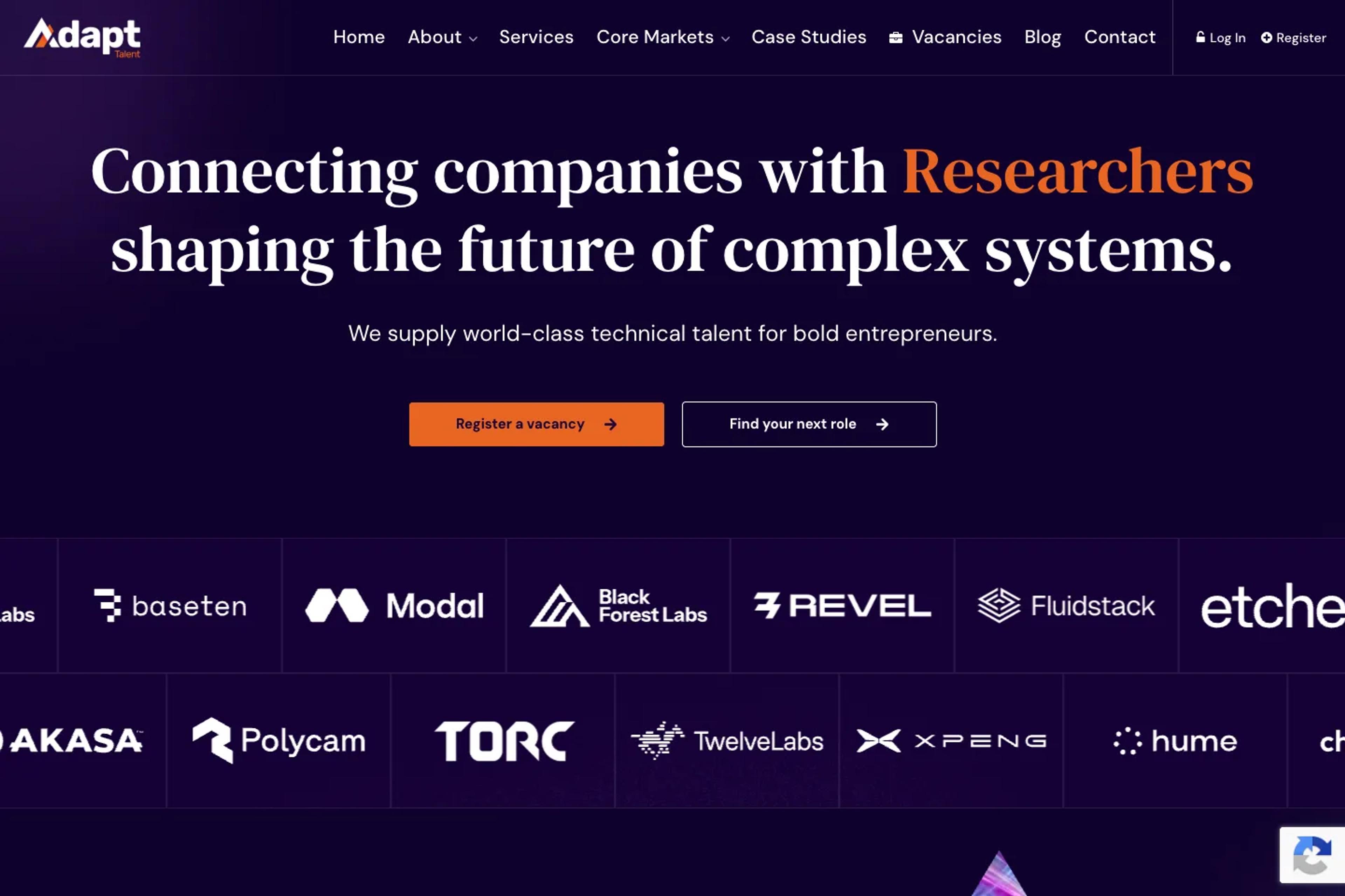 Adapt Talent website homepage
