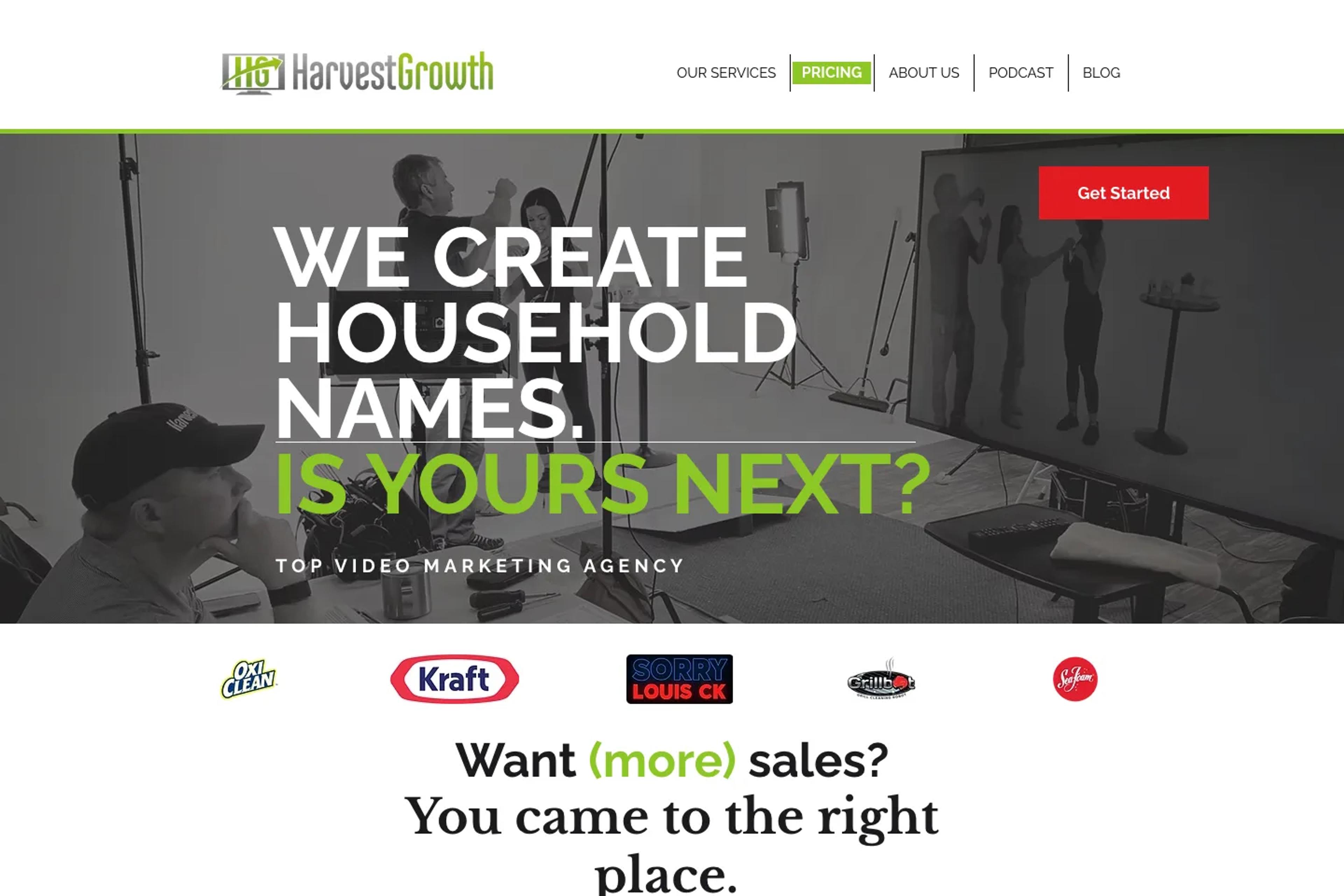 Harvest Growth website homepage