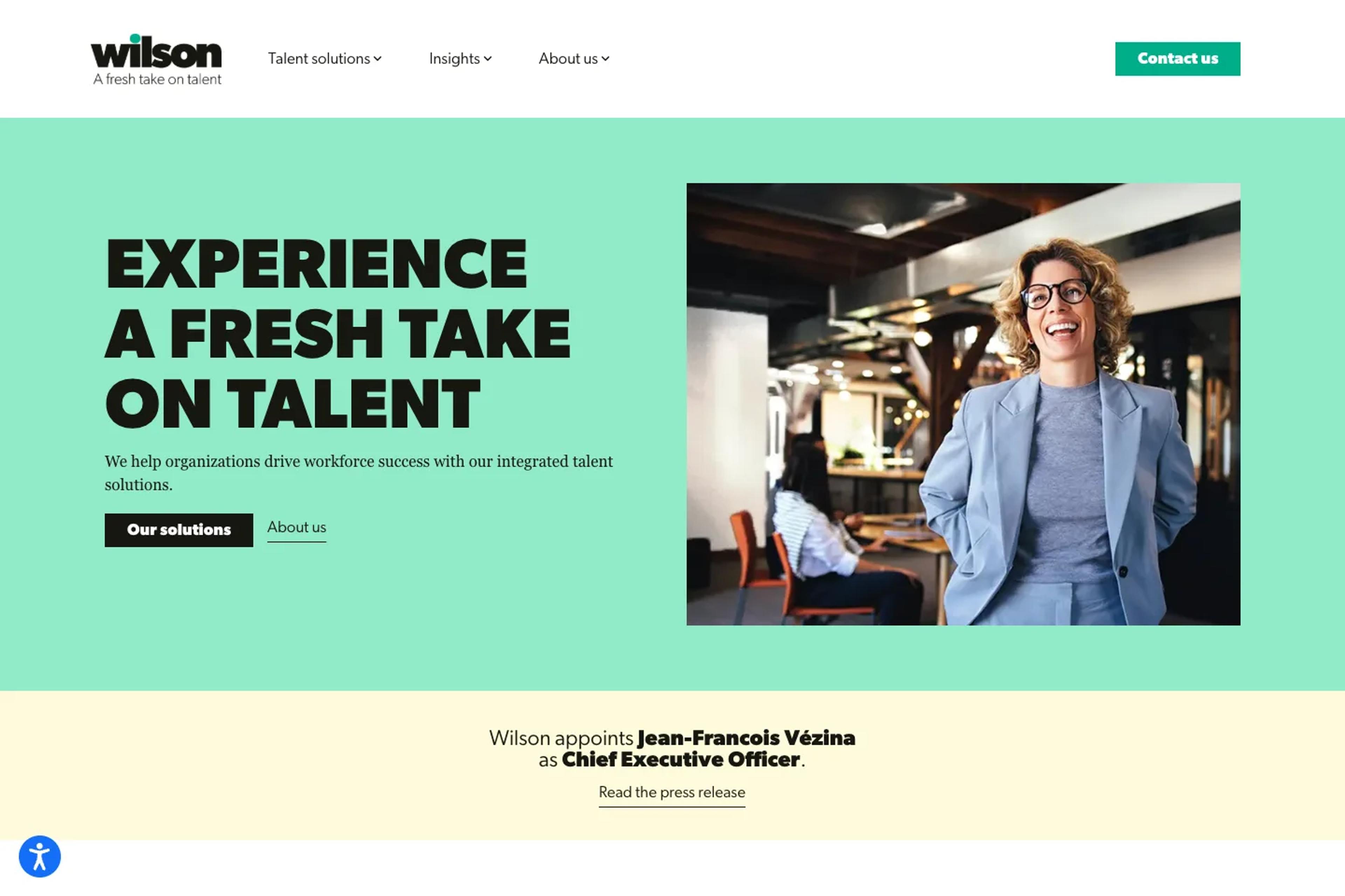 Wilson website homepage