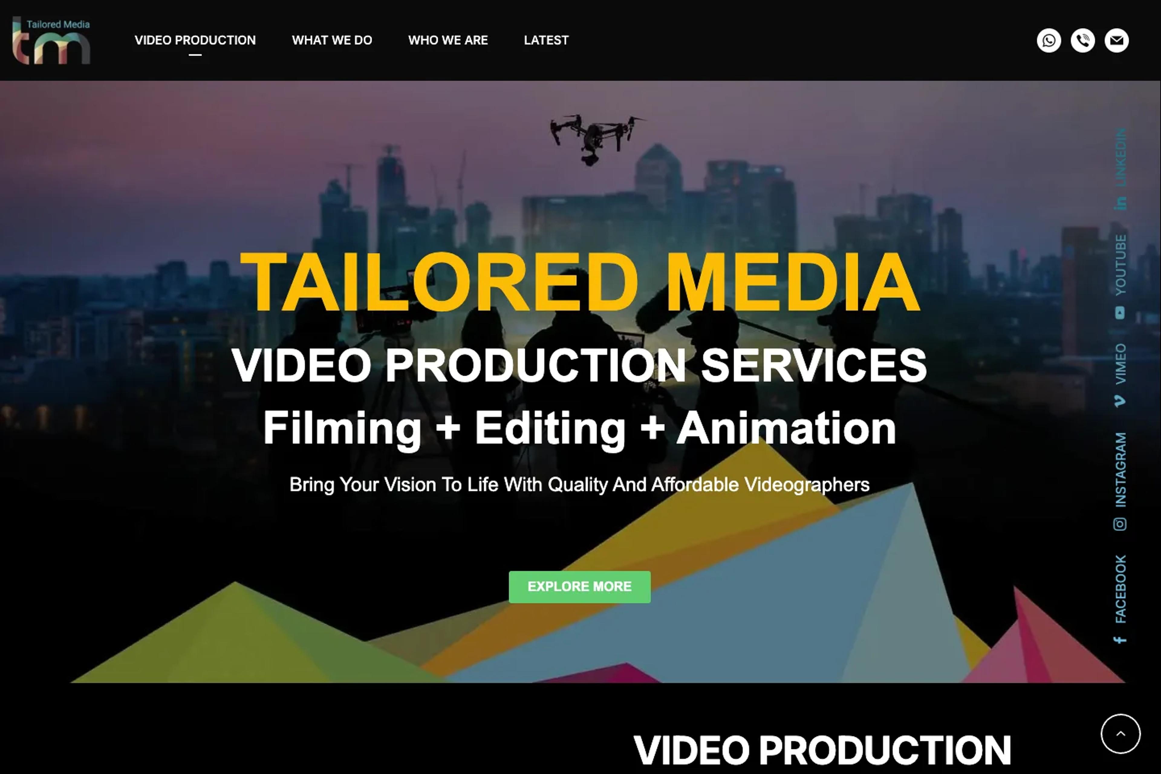 Tailored Media website homepage