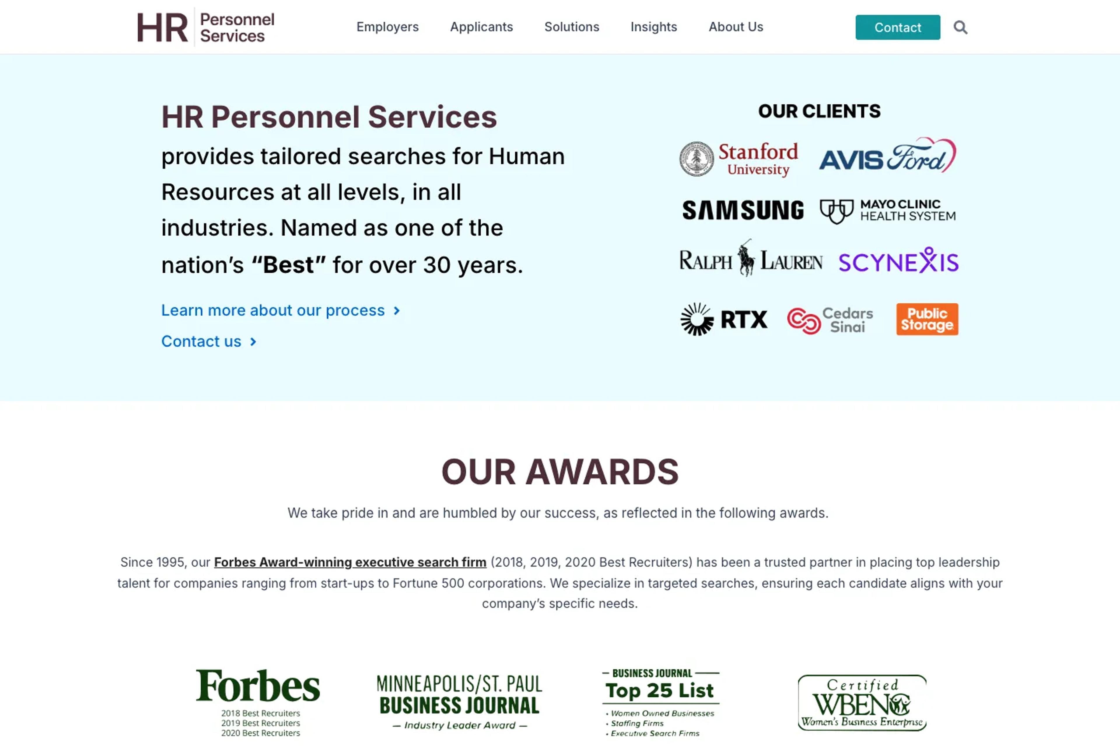 HR Personnel Services website homepage