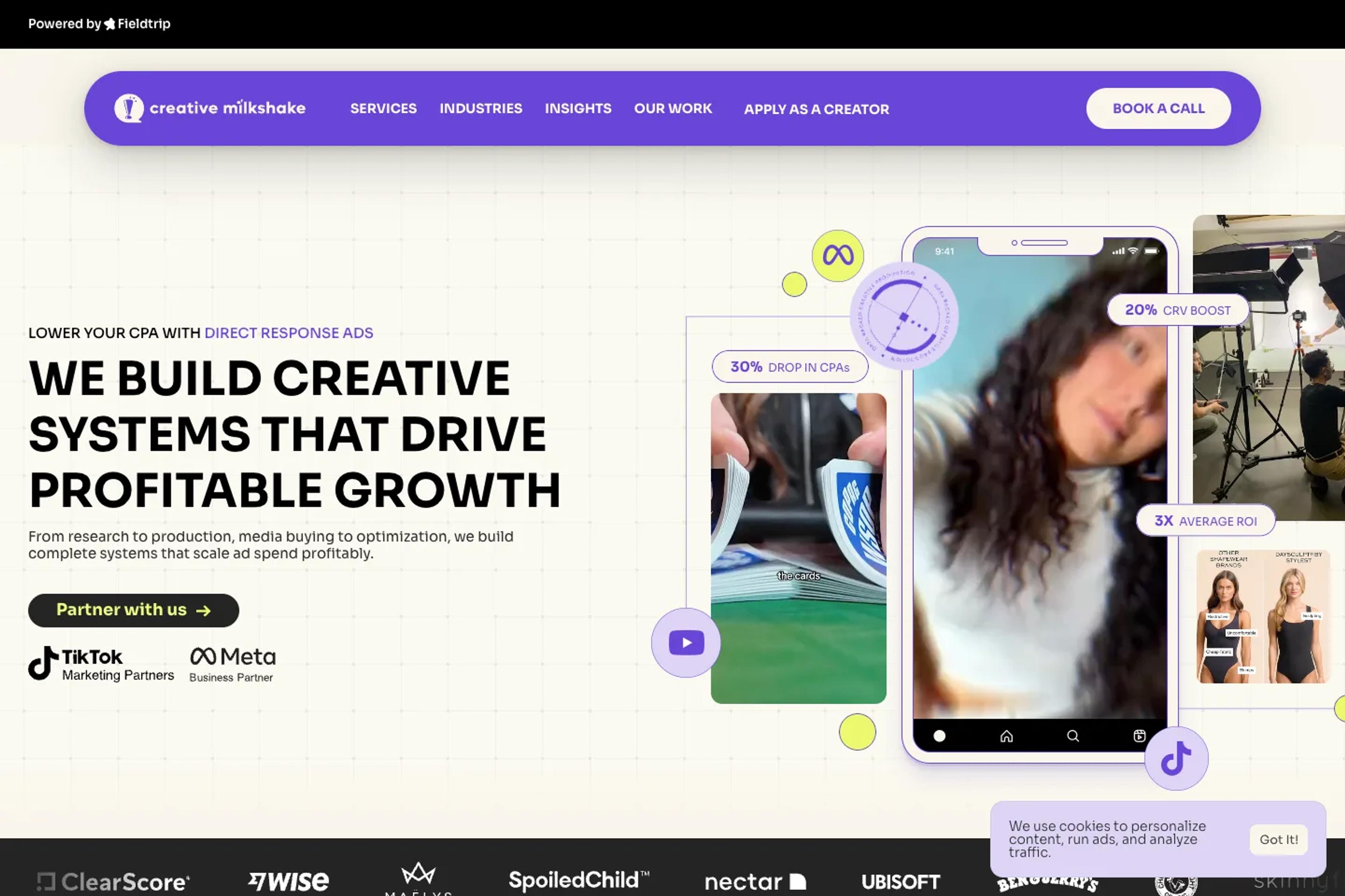 Creative Milkshake website homepage