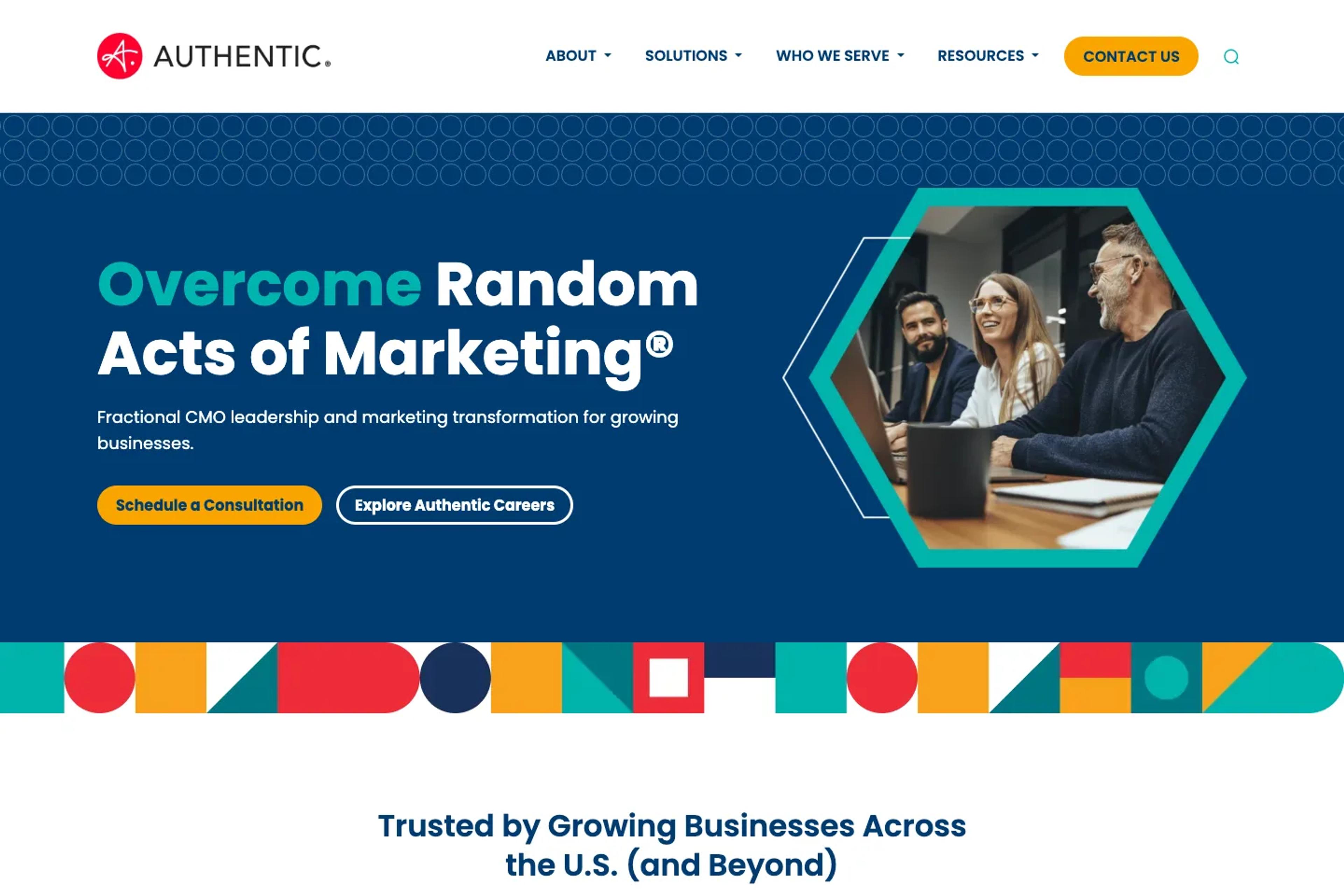 Authentic website homepage