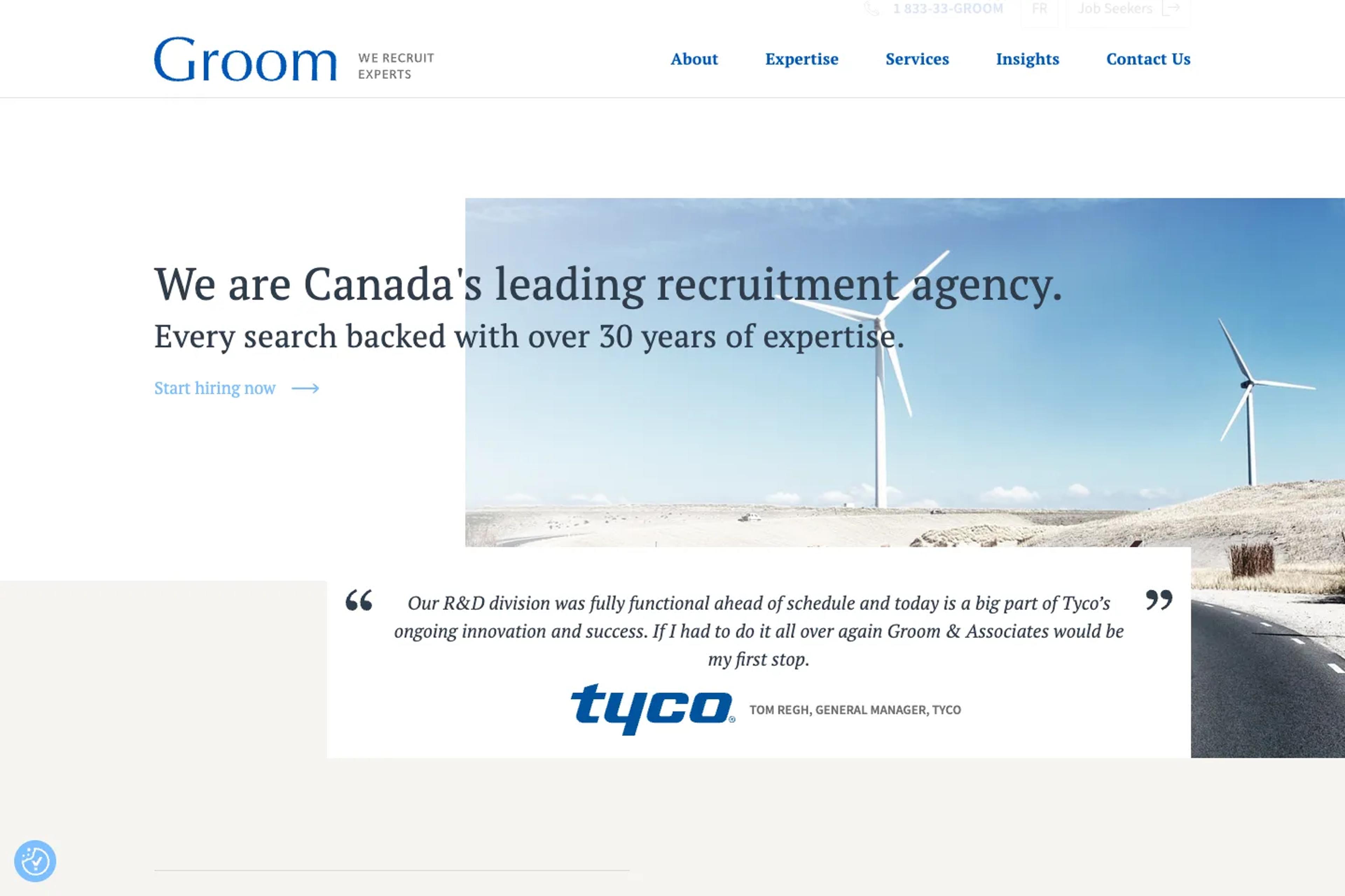 Groom & Associates website homepage