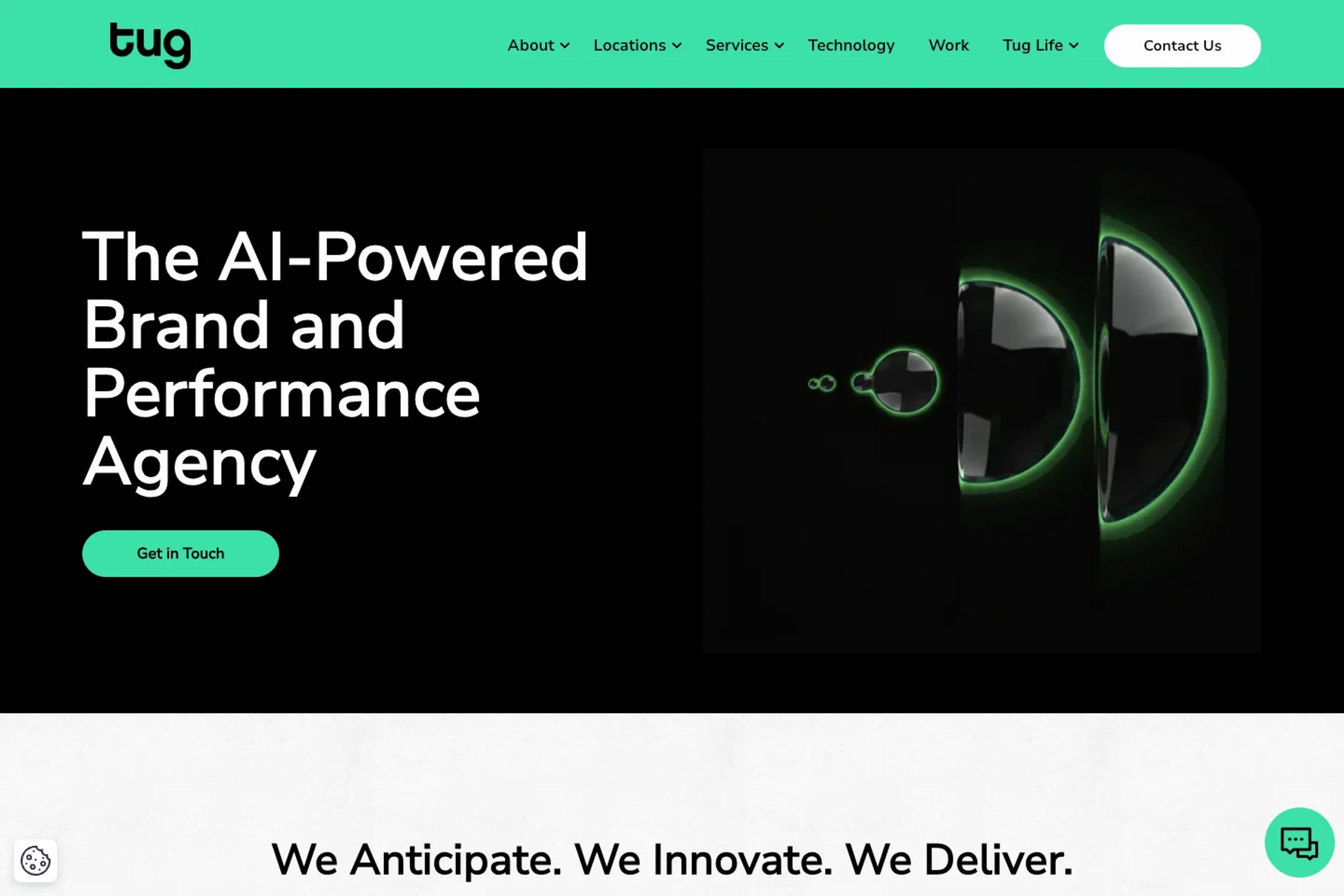 Tug website homepage
