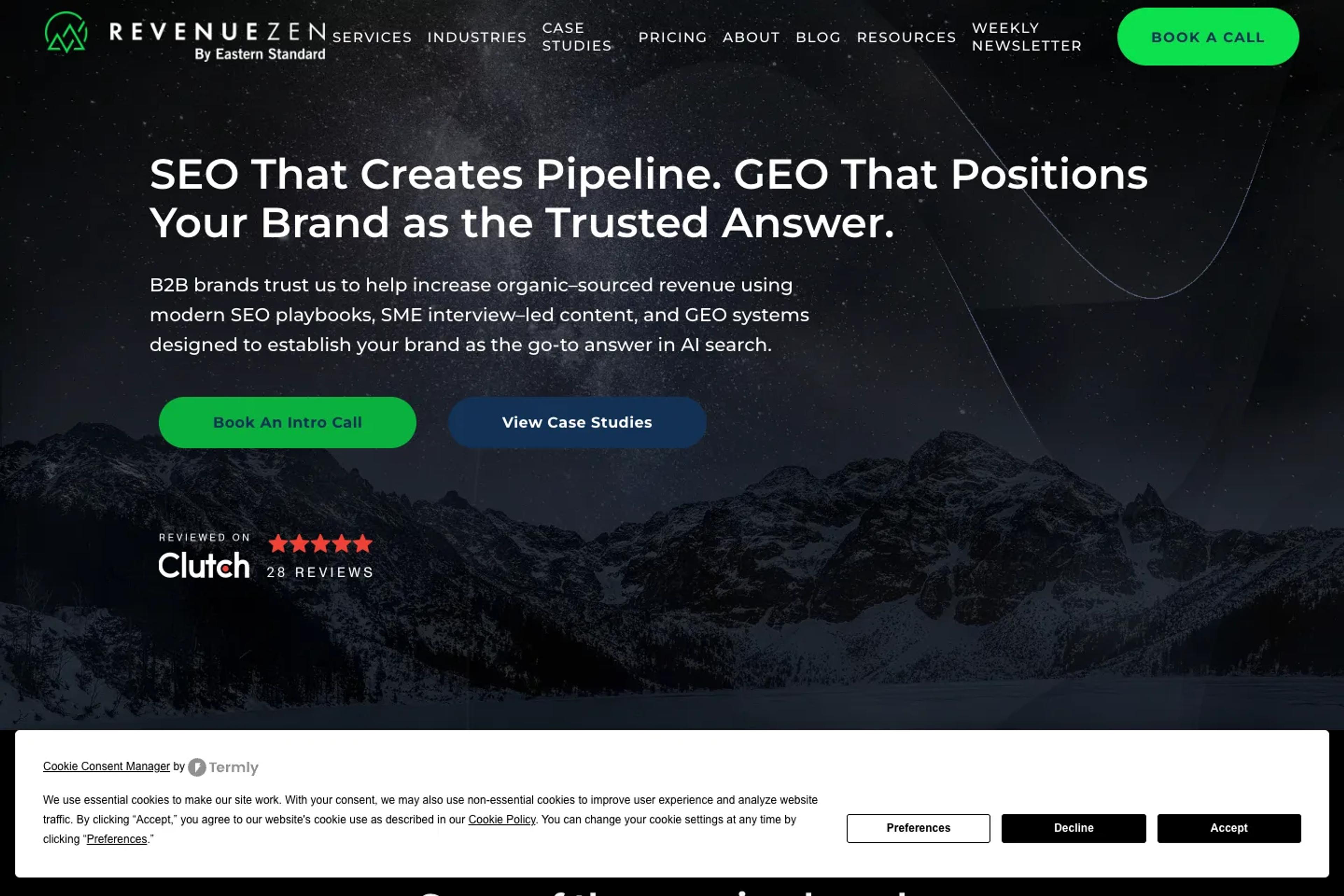 RevenueZen website homepage