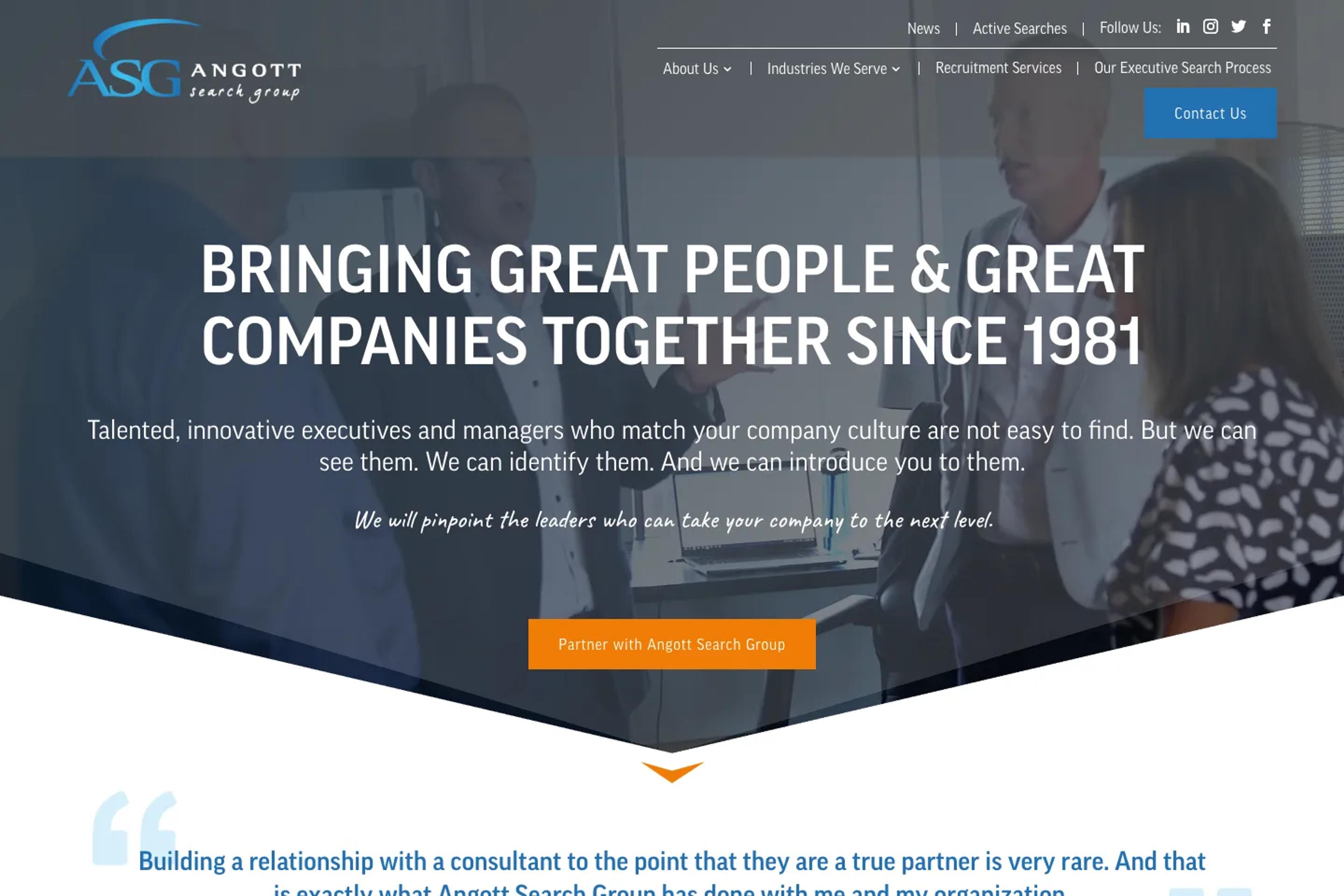 Angott Search Group website homepage