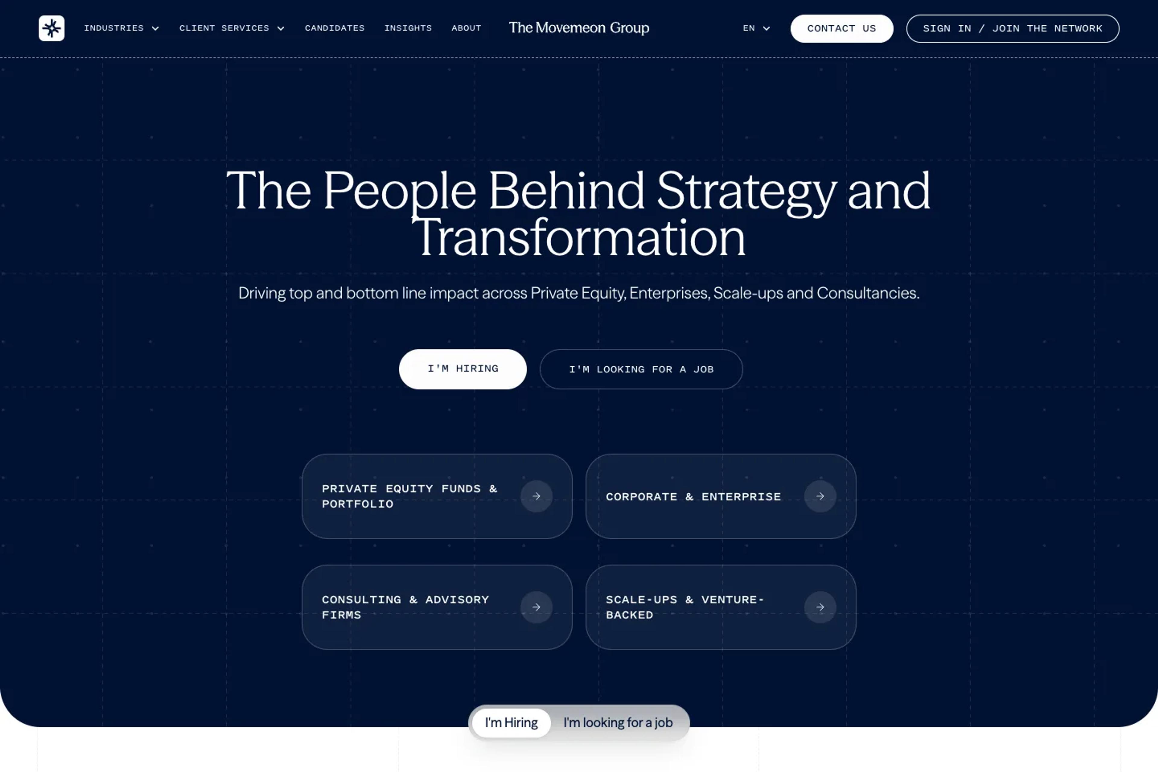 Movemeon website homepage