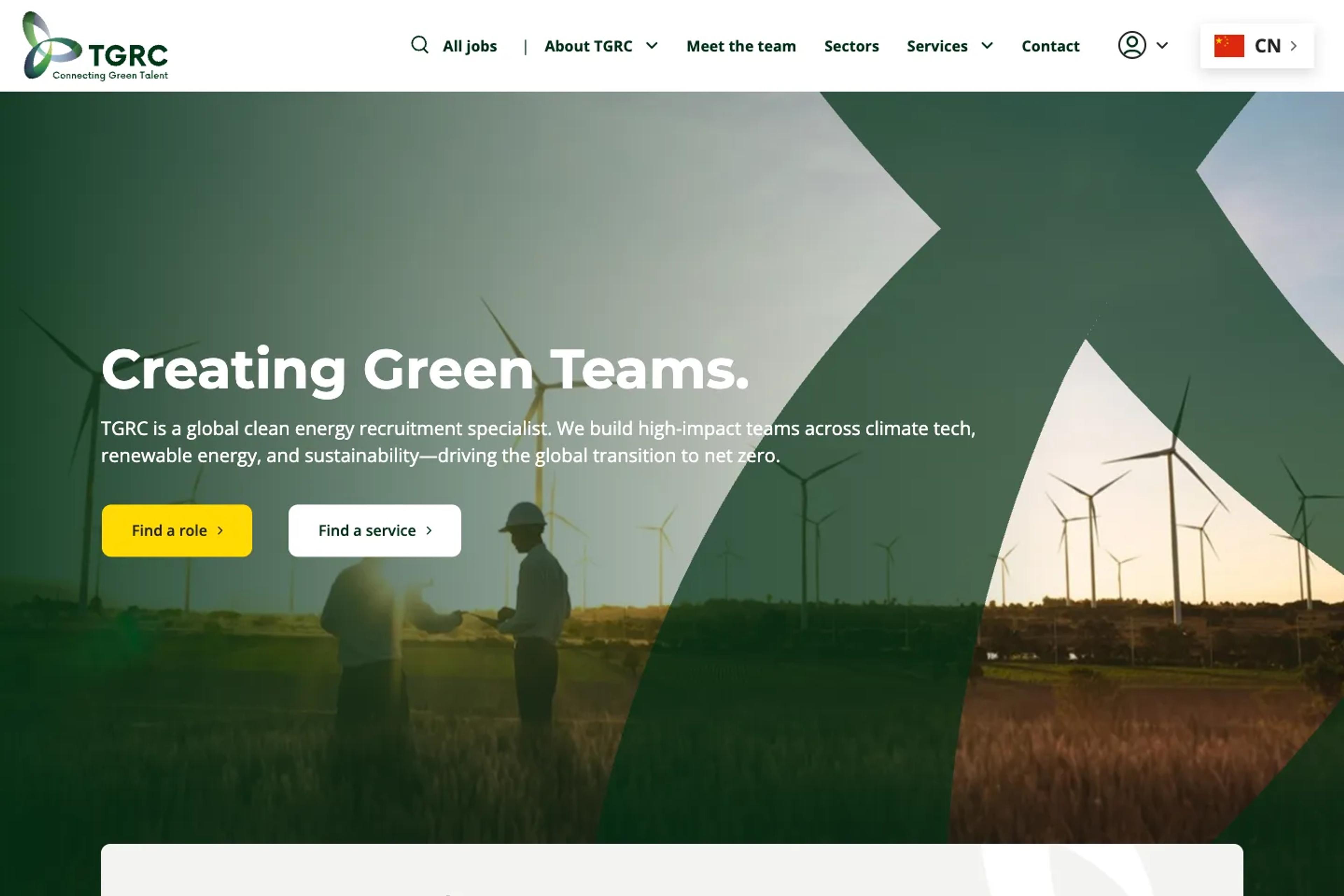 Green Recruitment Company website homepage