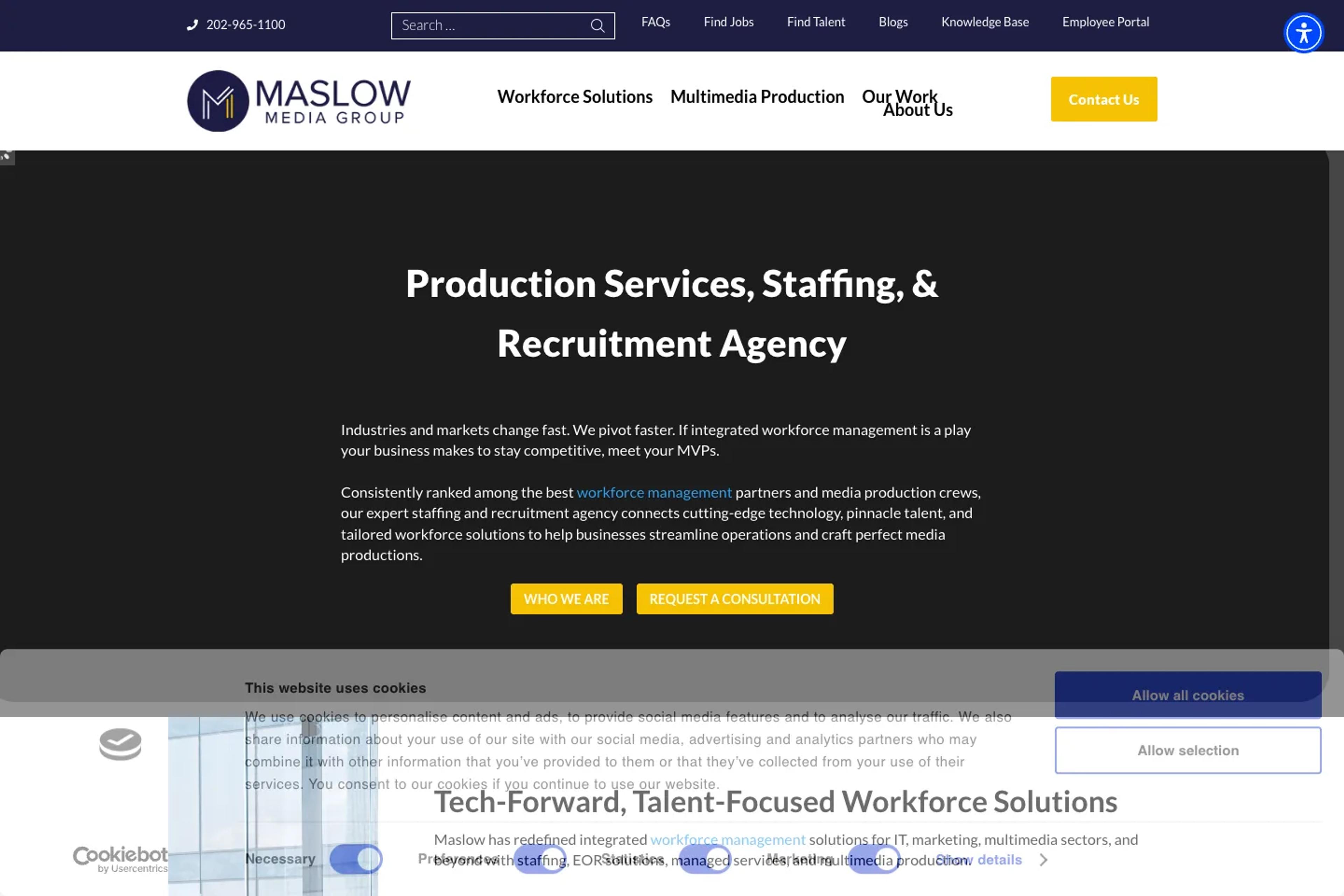 Maslow Media Group website homepage