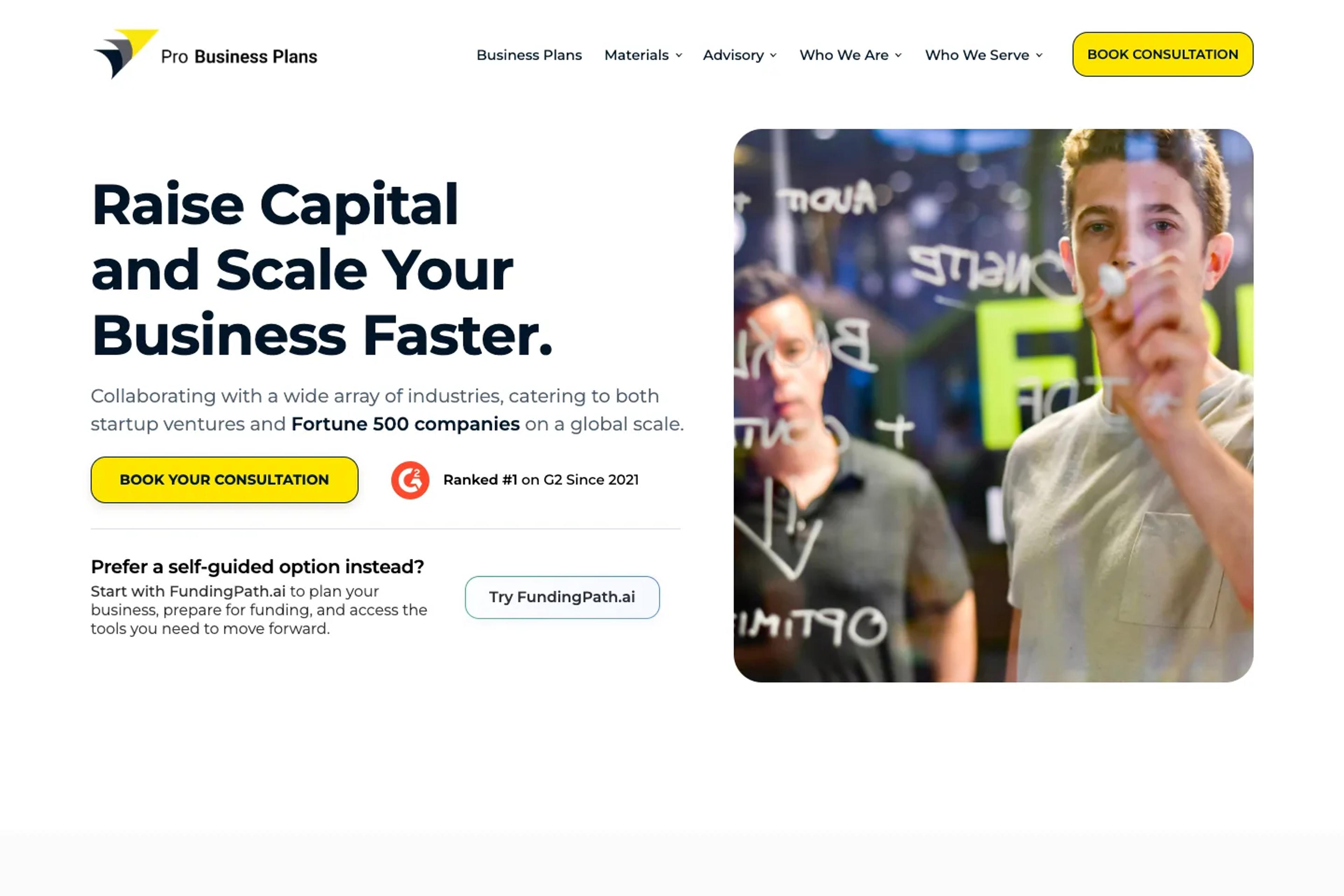 Pro Business Plans website homepage