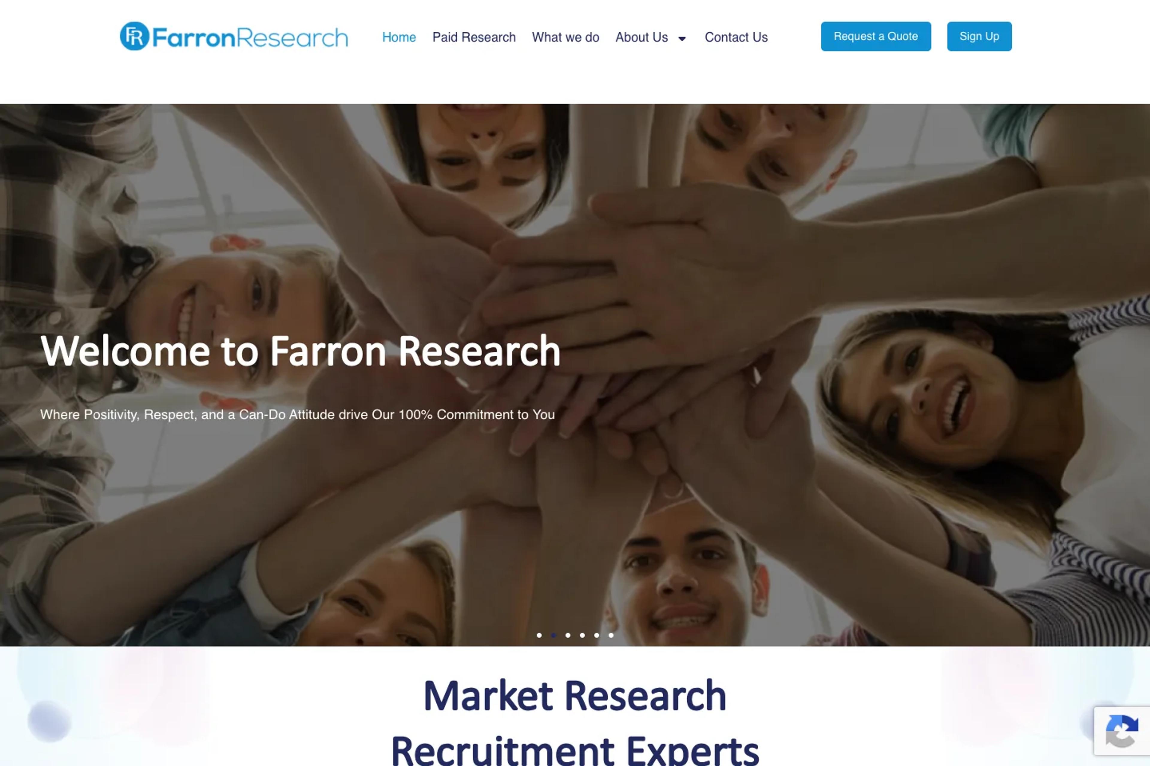 Farron Research website homepage