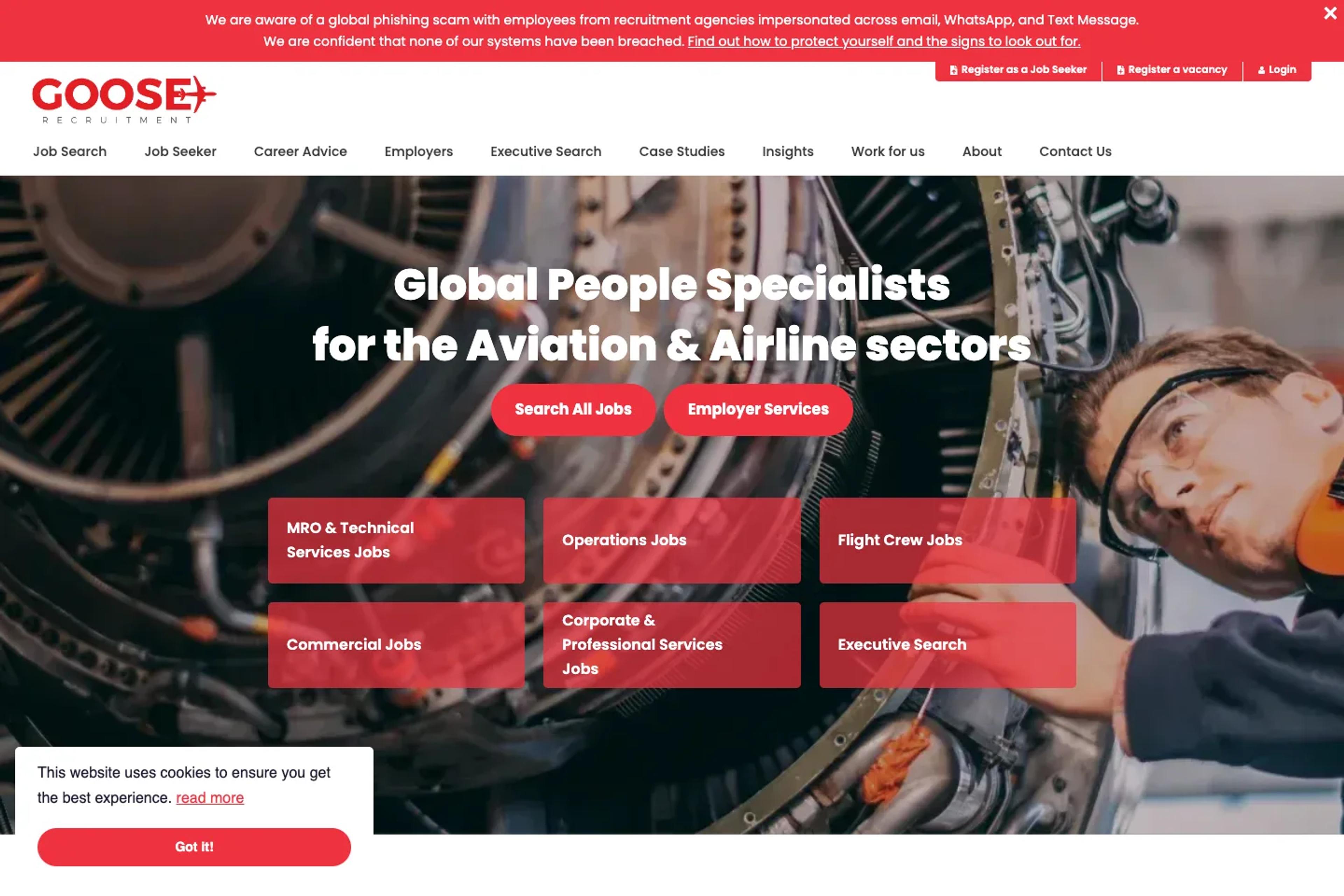 GOOSE Recruitment website homepage