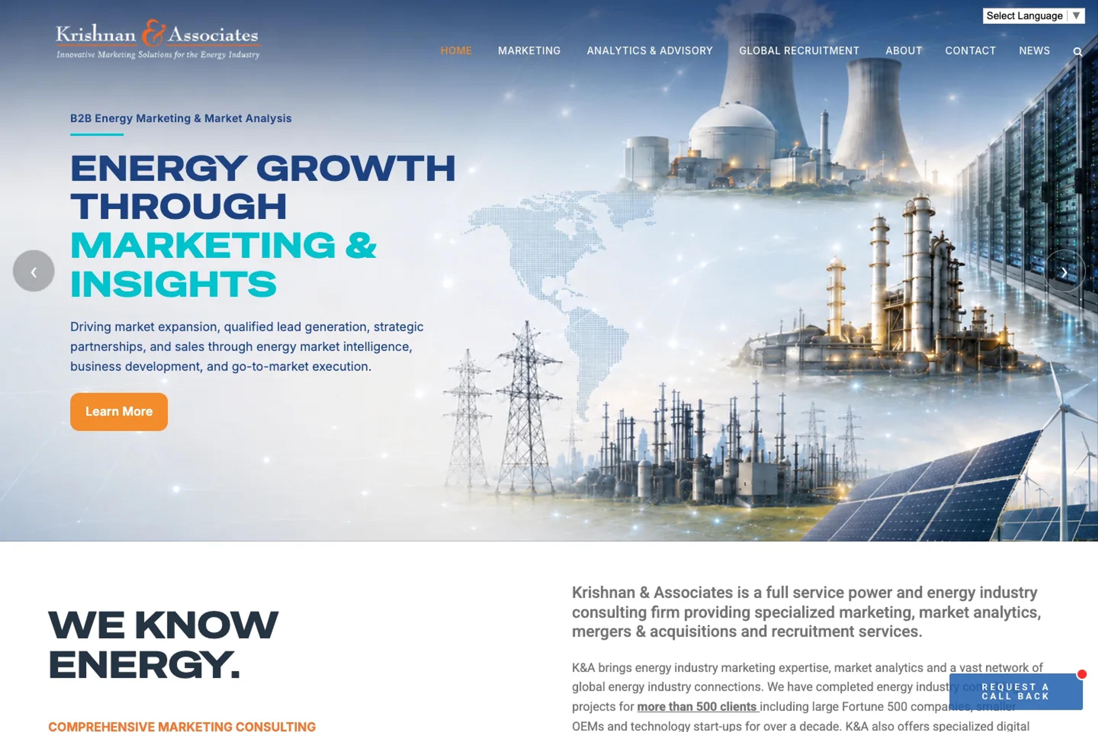 Krishnan & Associates website homepage