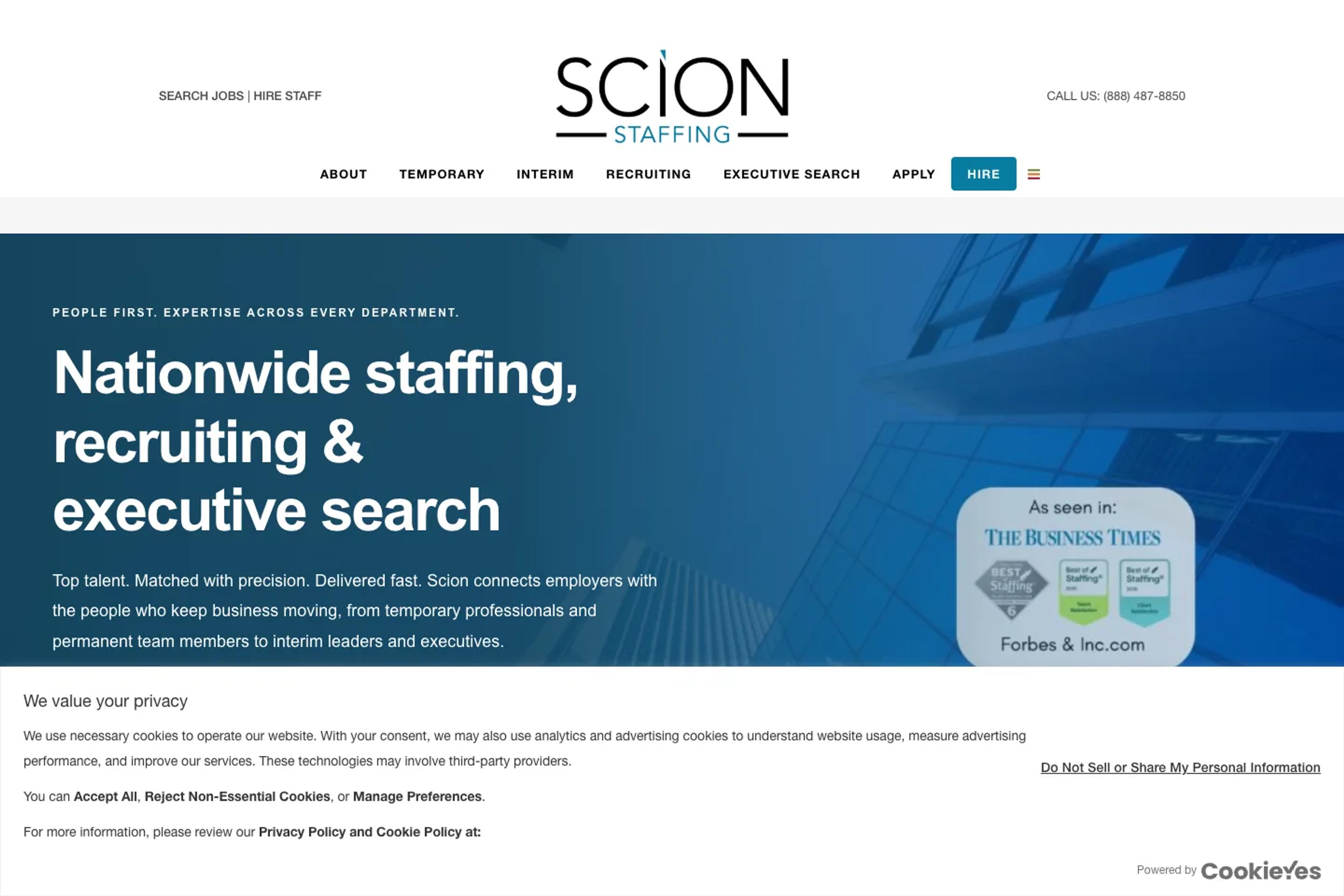 Scion Staffing website homepage