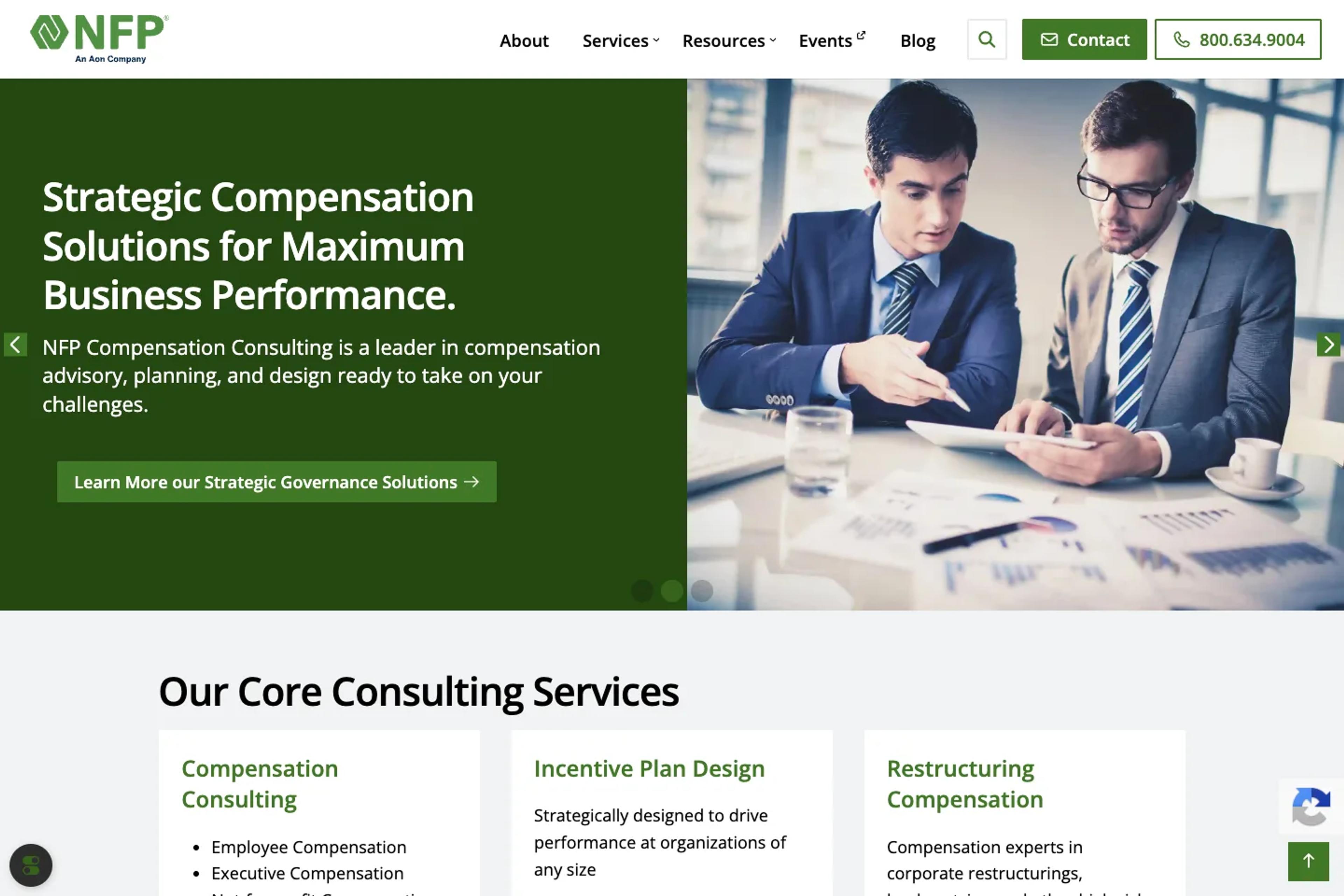 NFP Compensation Consulting website homepage