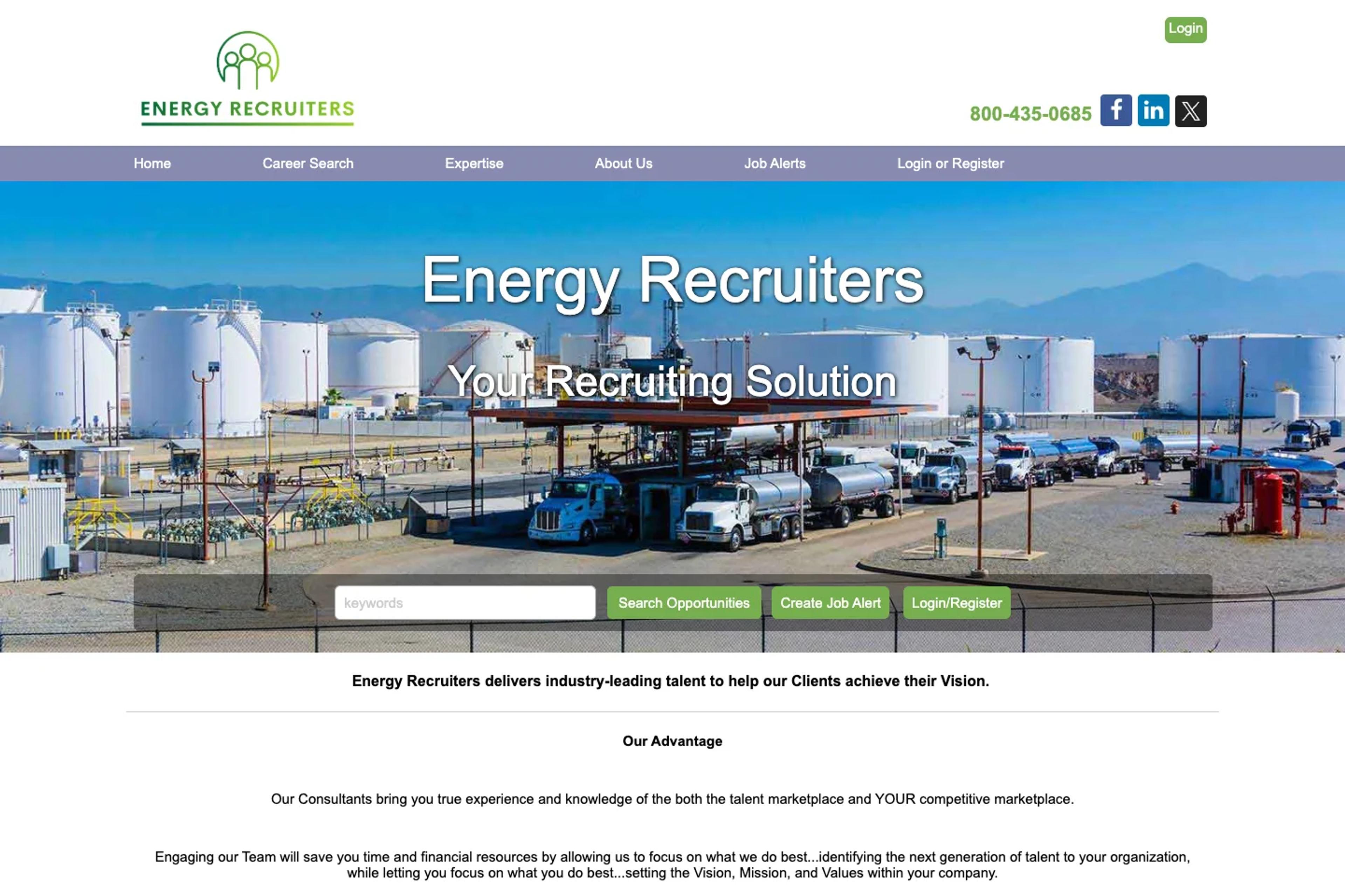 ERI (Energy Recruiters) website homepage