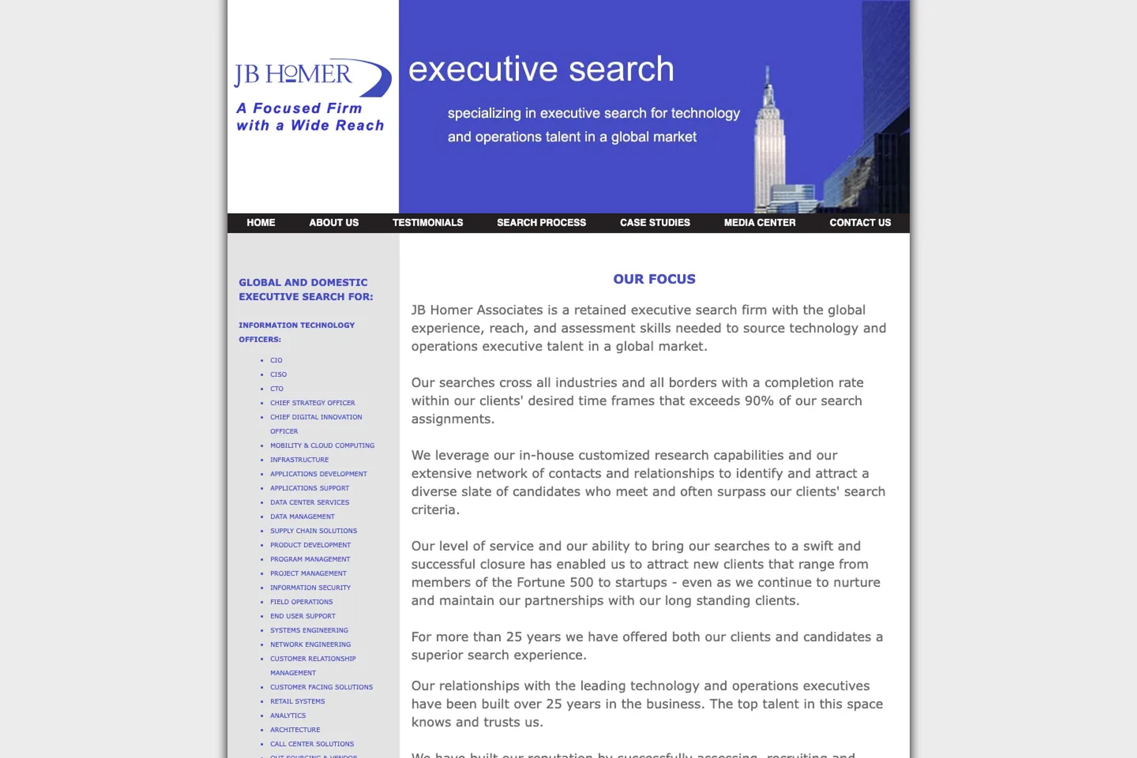 JB Homer Associates website homepage