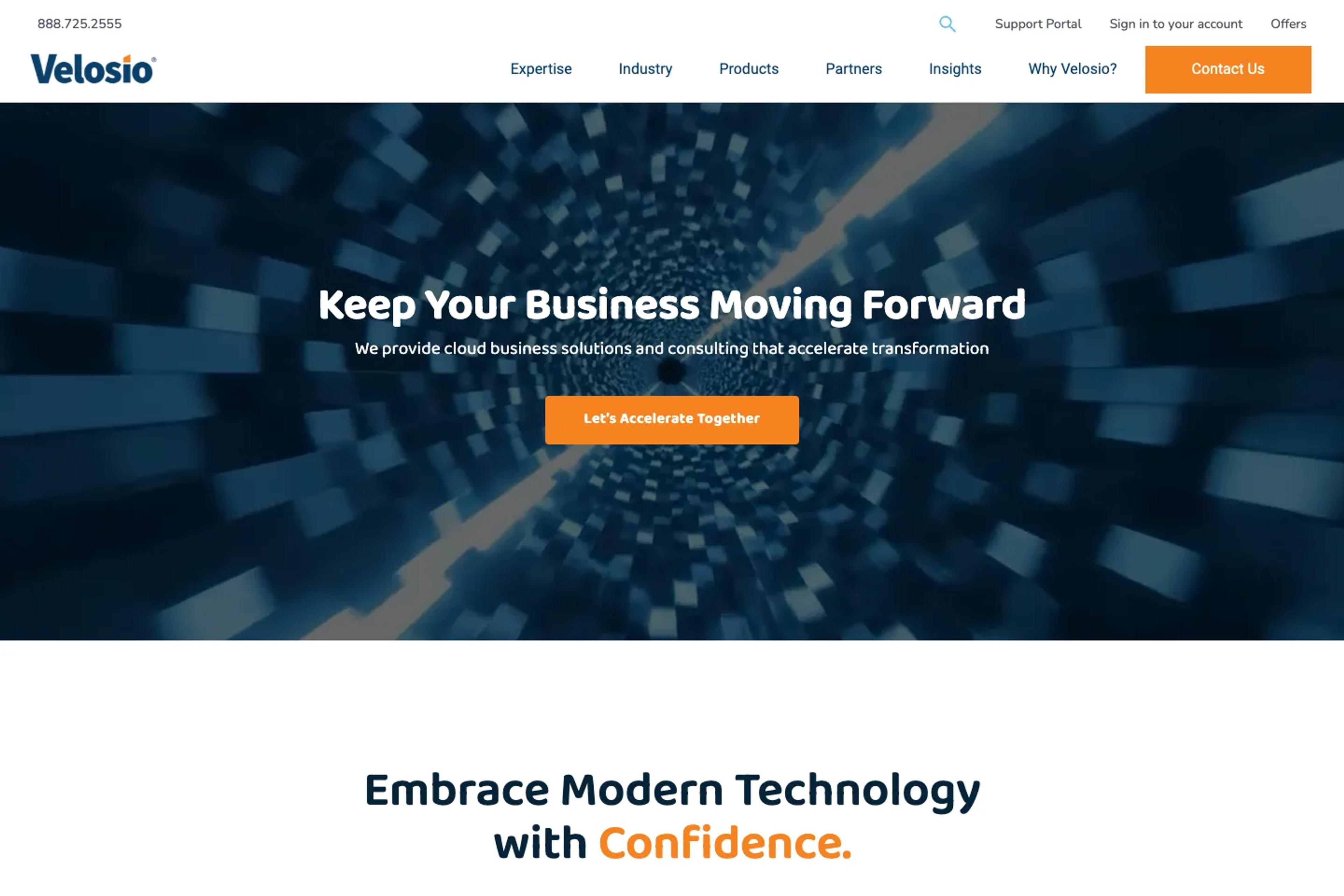Velosio website homepage