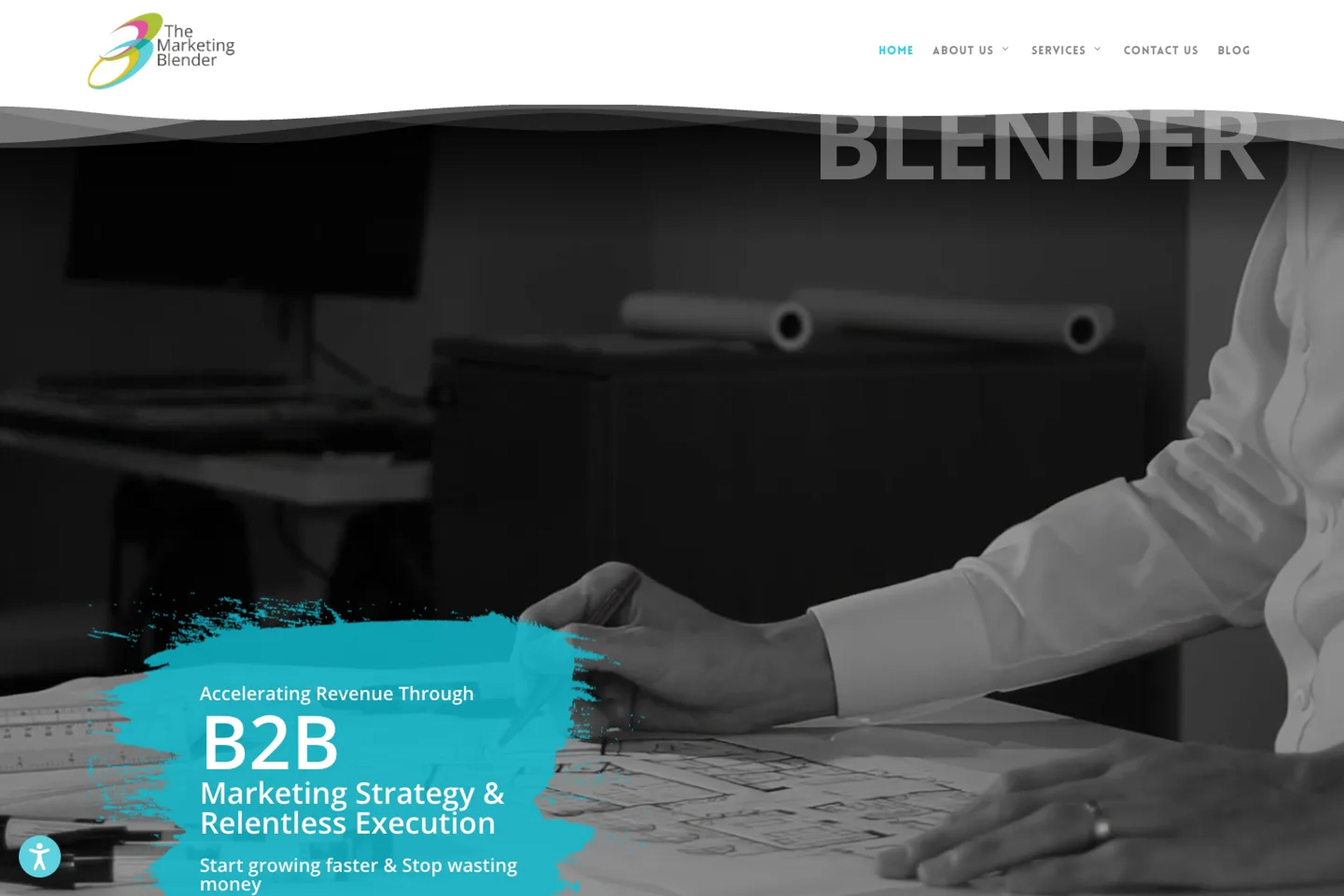 The Marketing Blender website homepage