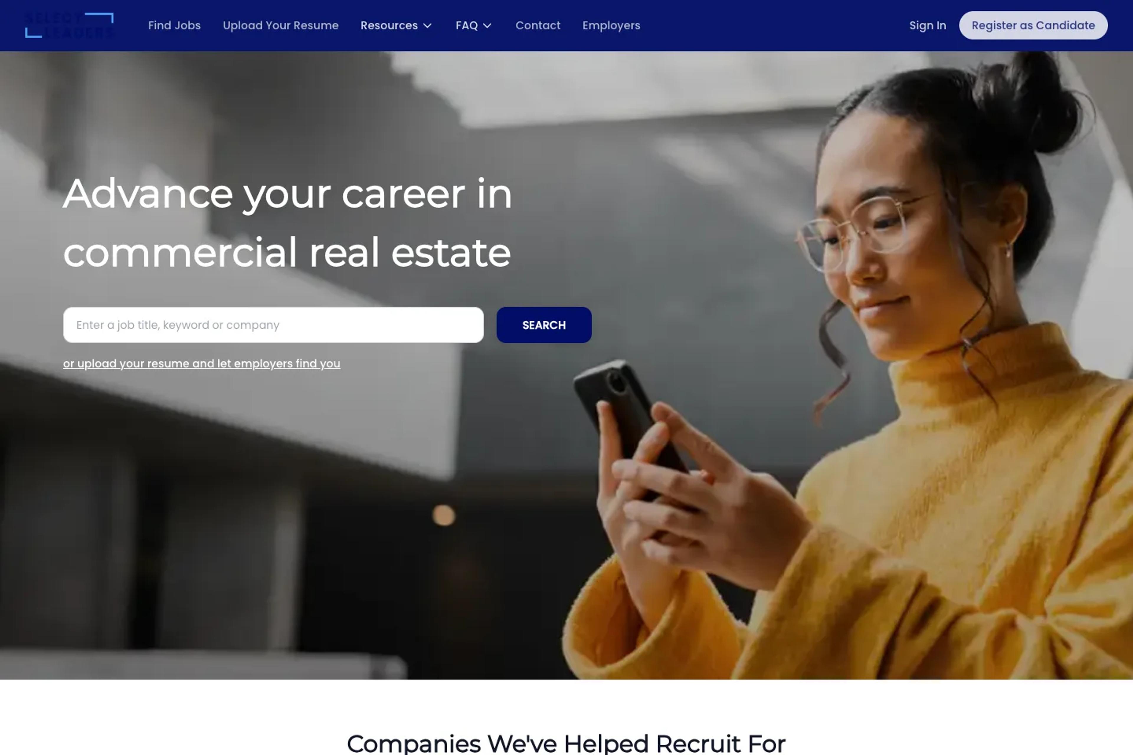 SelectLeaders website homepage