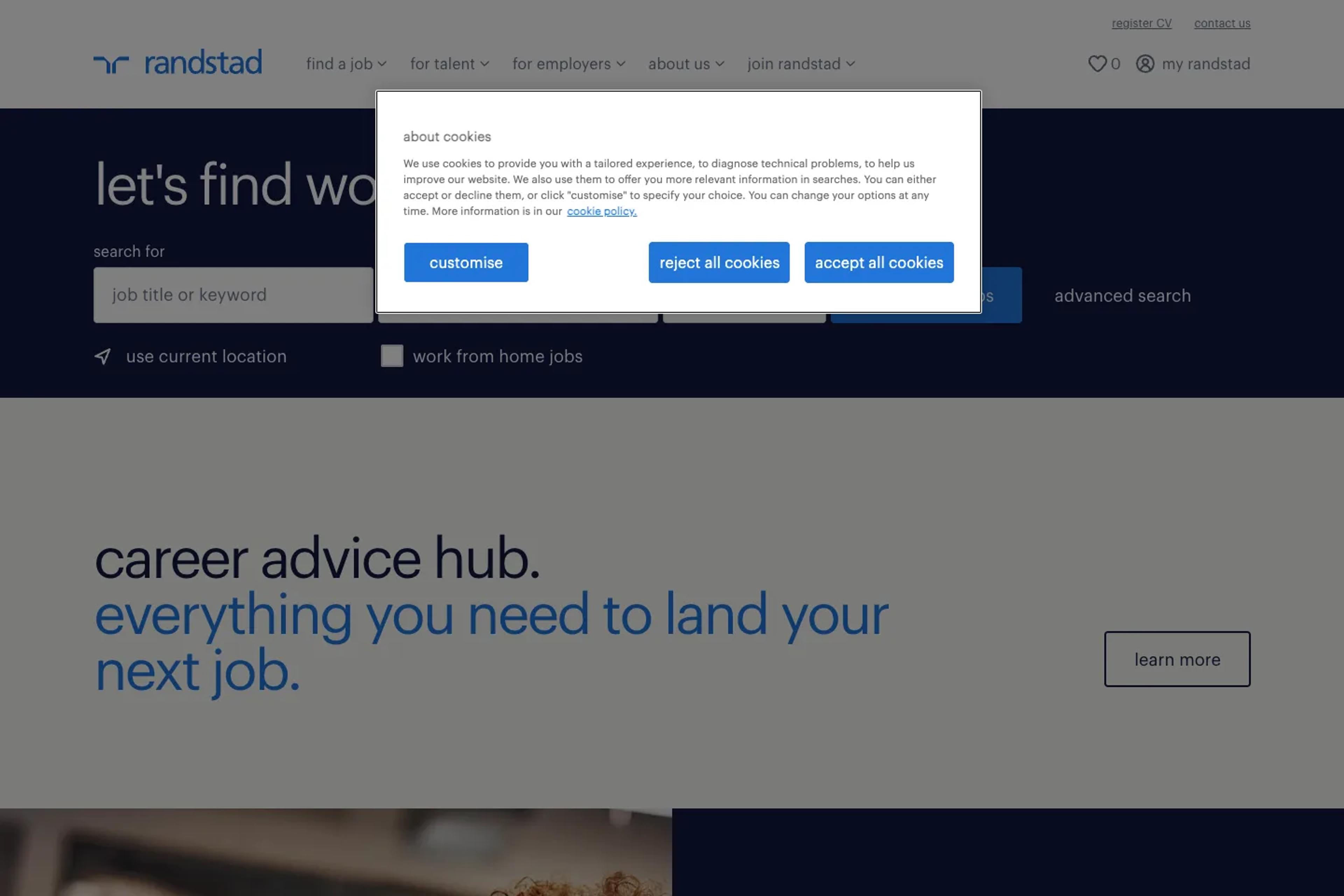 Randstad website homepage
