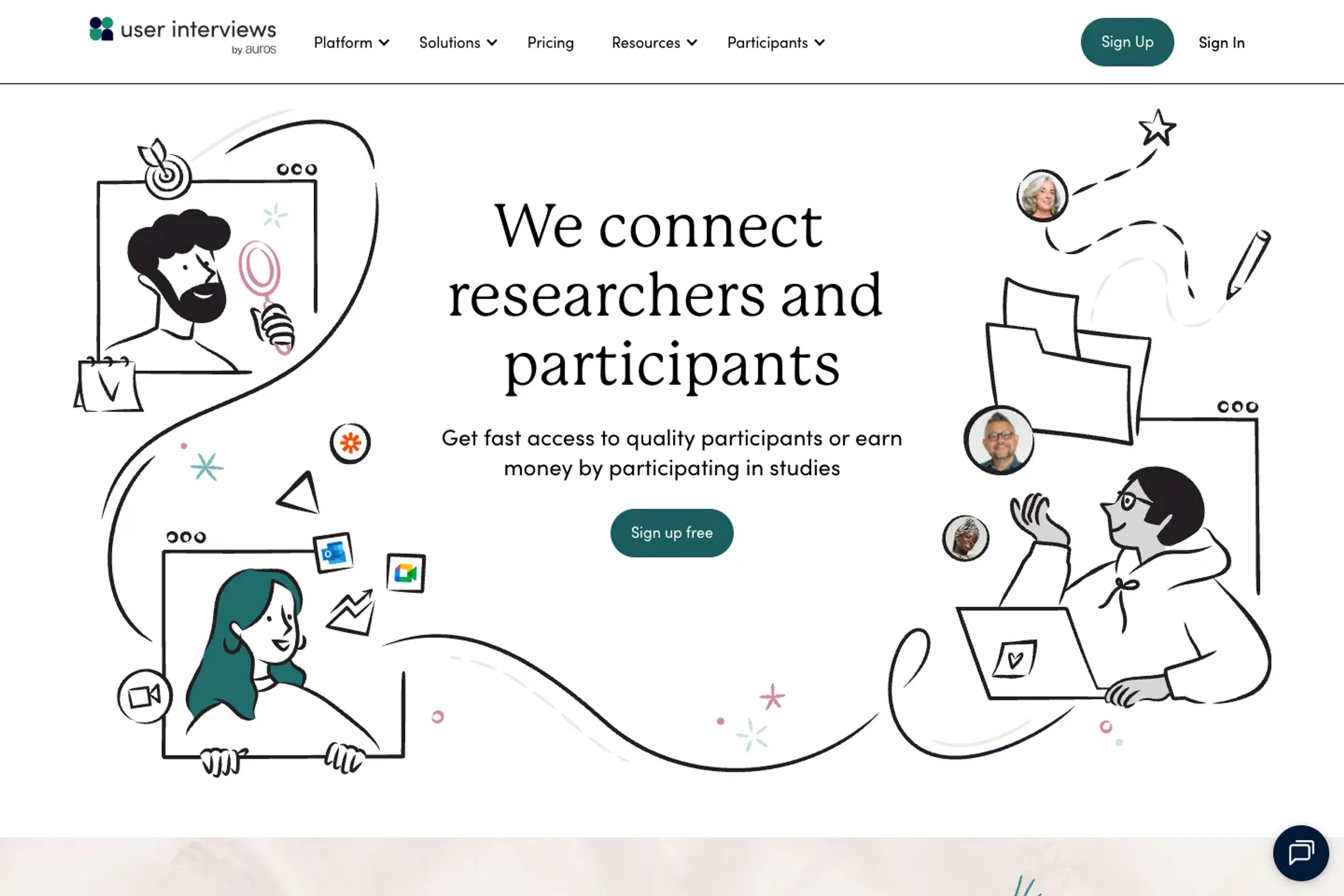 User Interviews website homepage