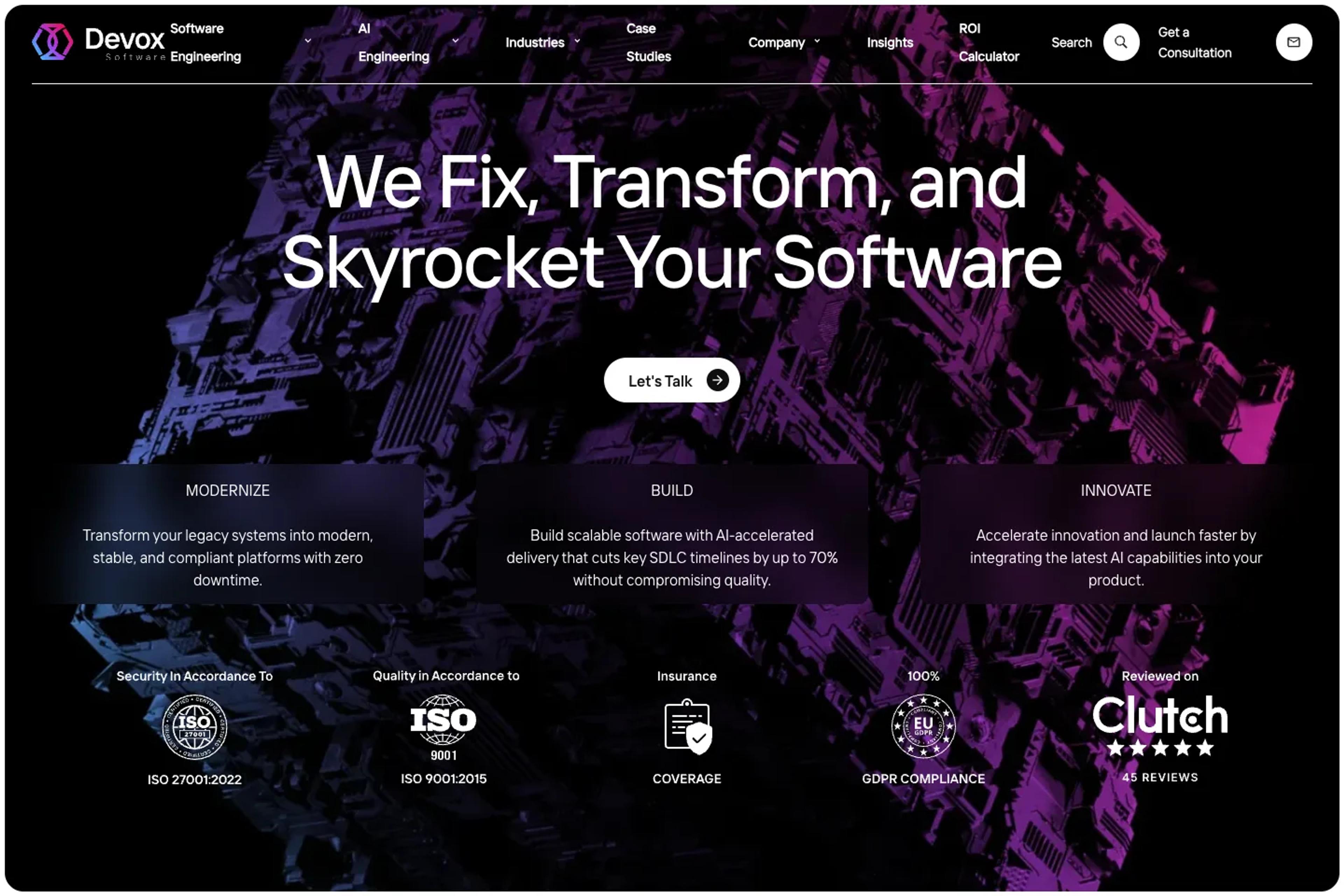 Devox Software website homepage