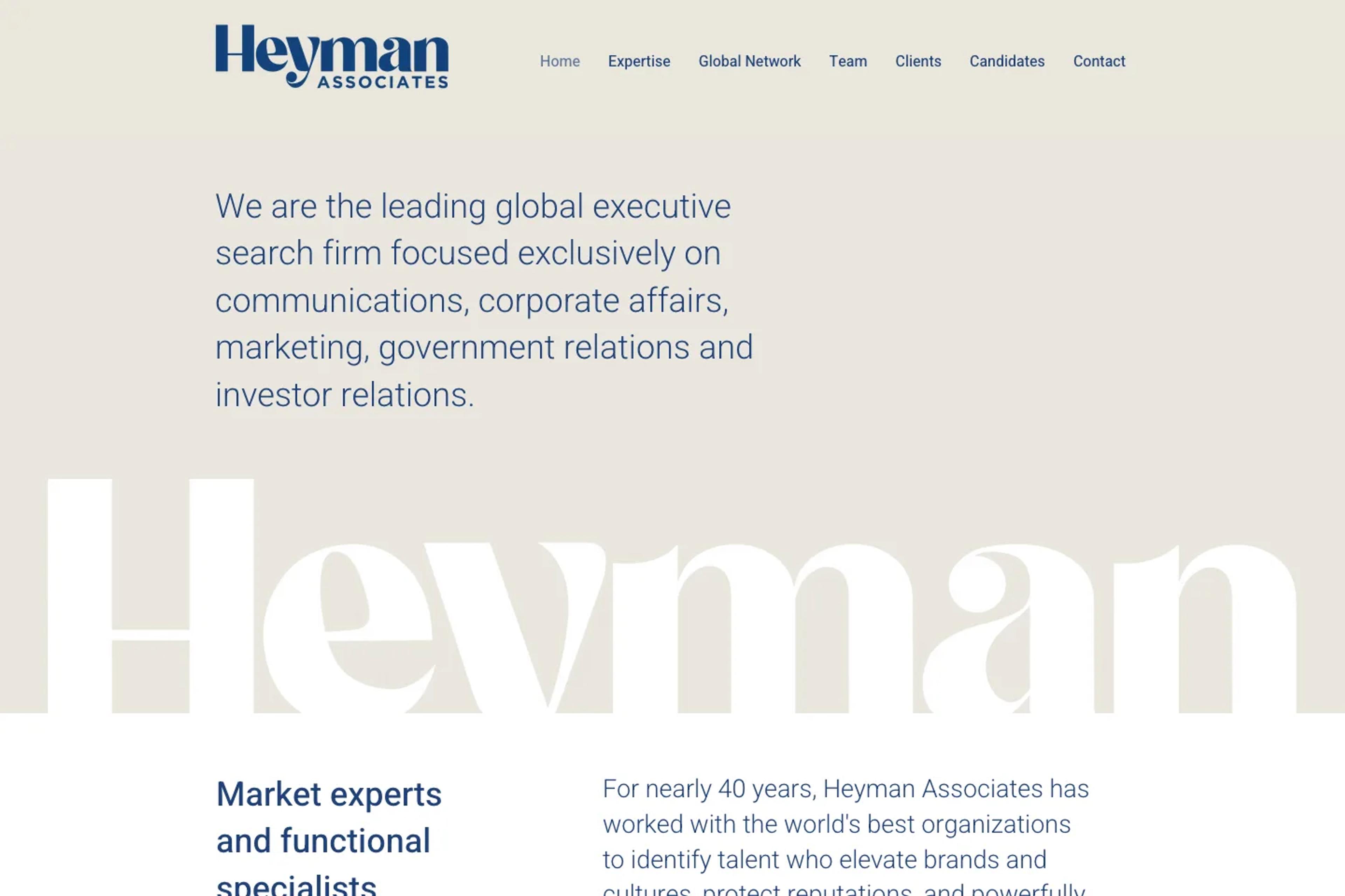 Heyman Associates website homepage