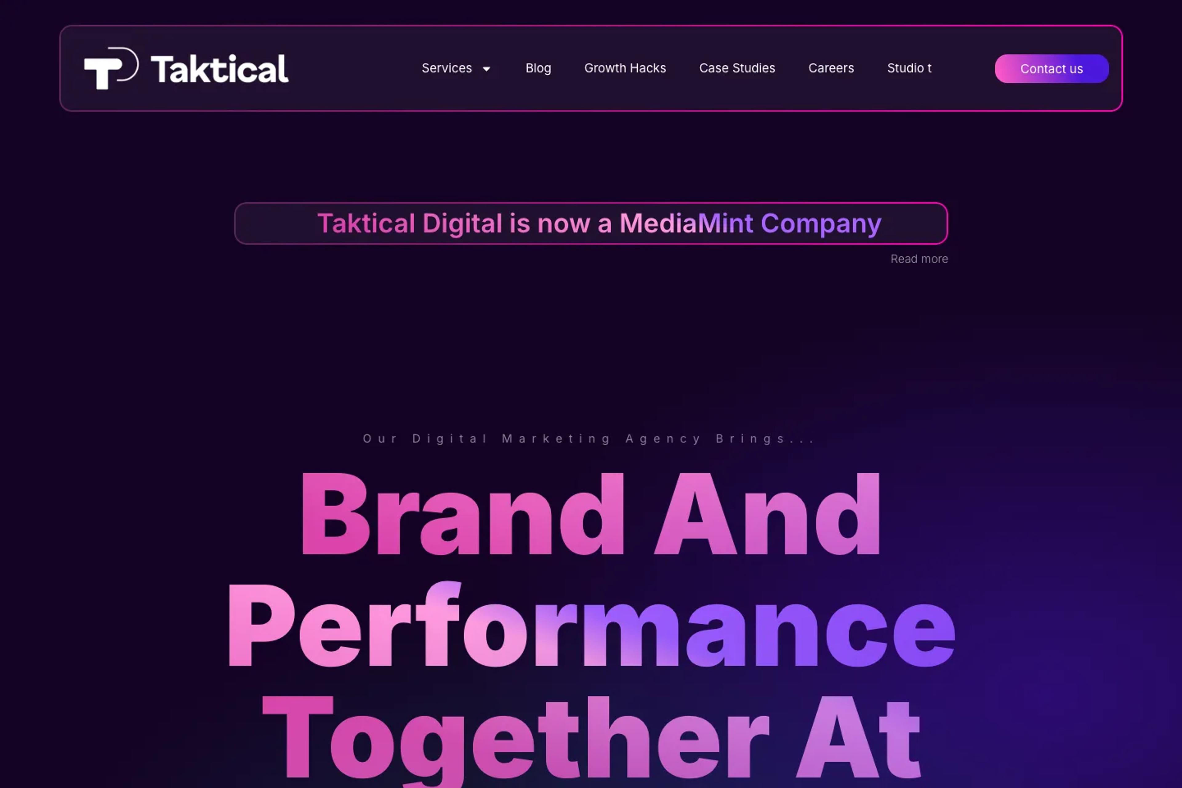 Taktical Digital website homepage