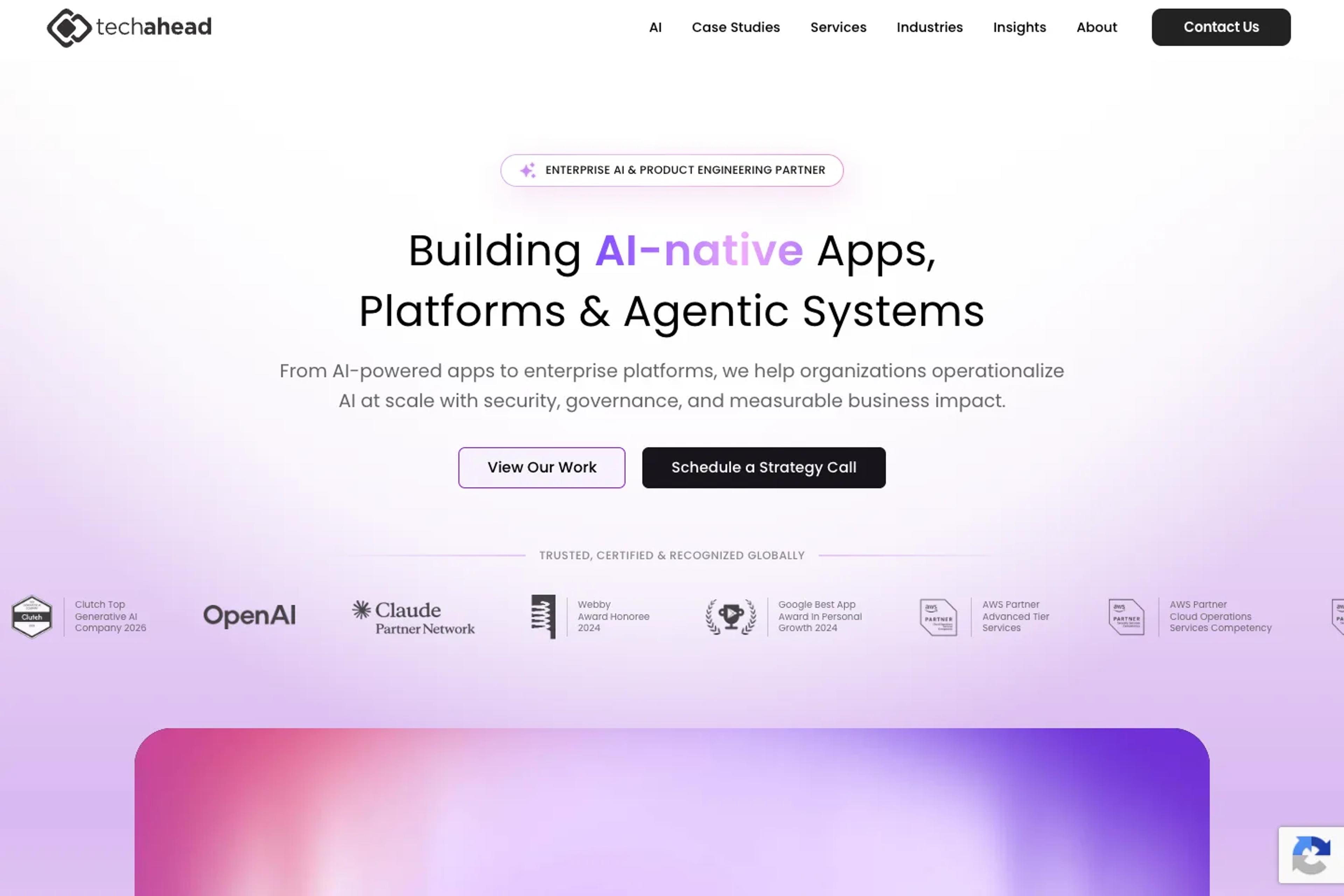 TechAhead website homepage