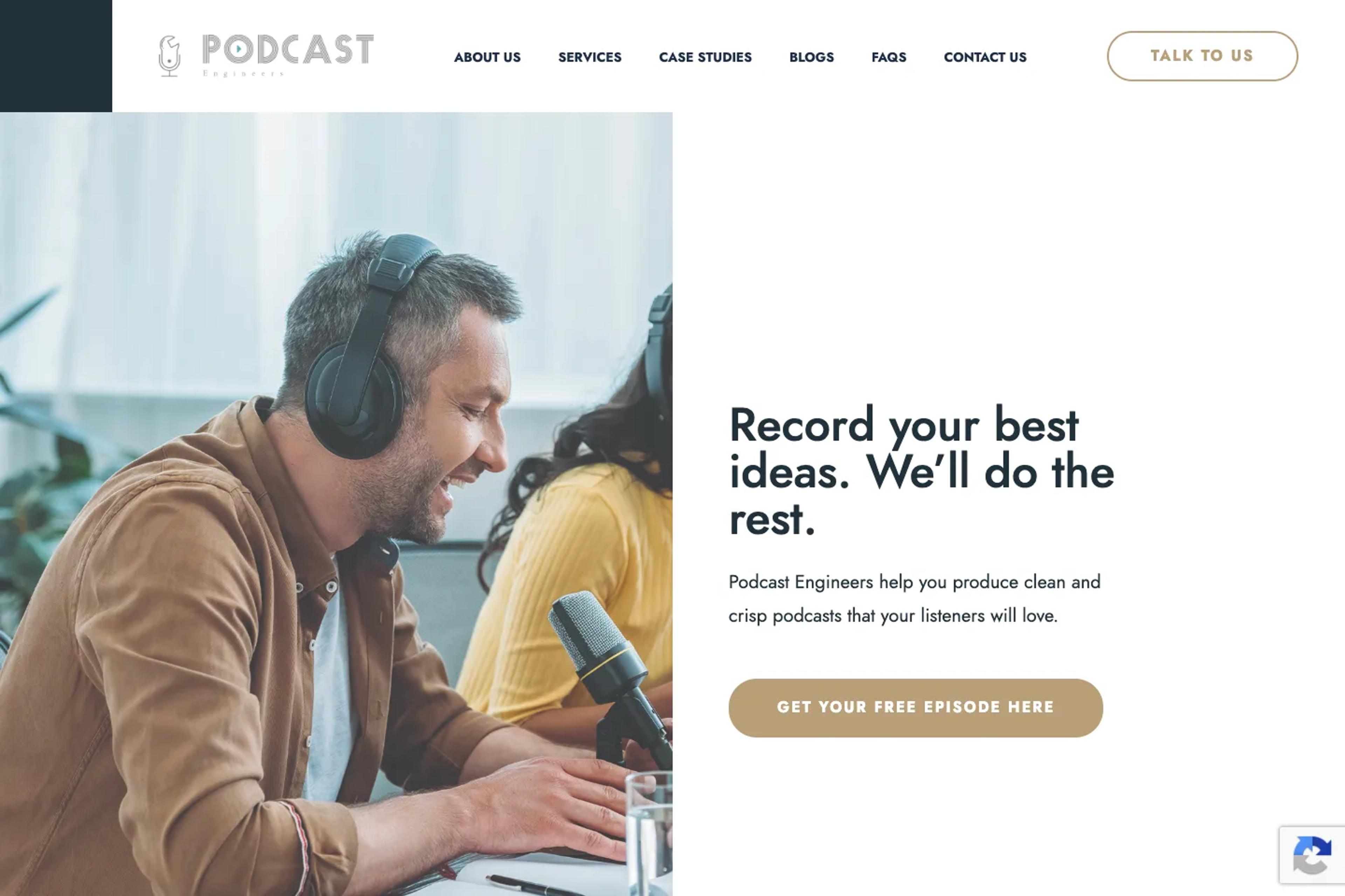 Podcast Engineers website homepage