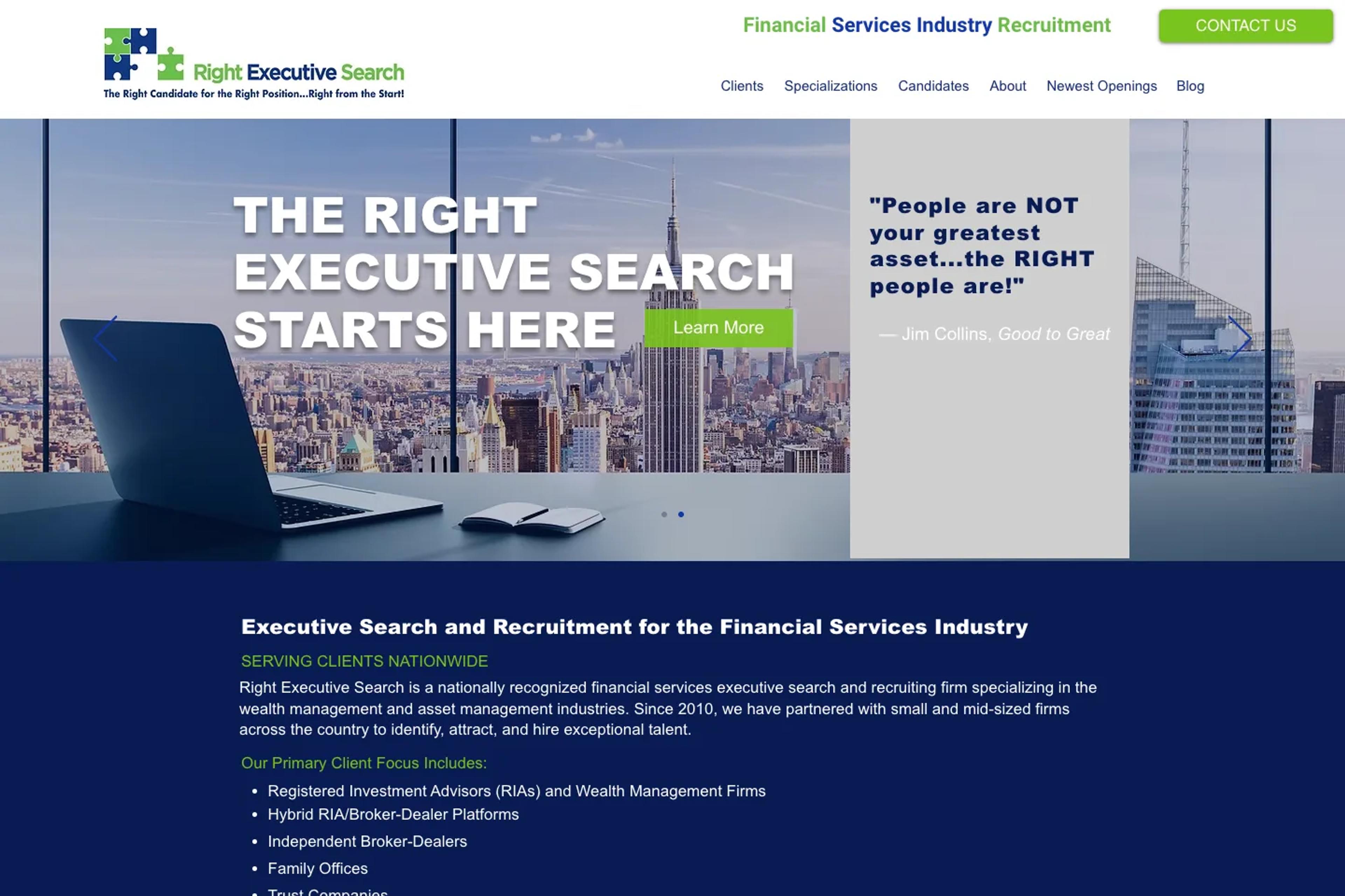 Right Executive Search website homepage