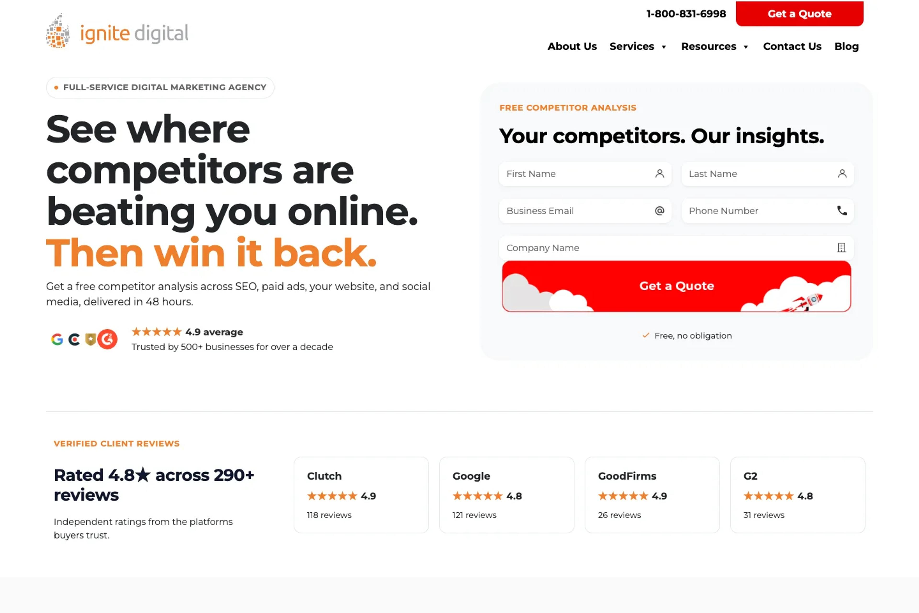Ignite Digital website homepage
