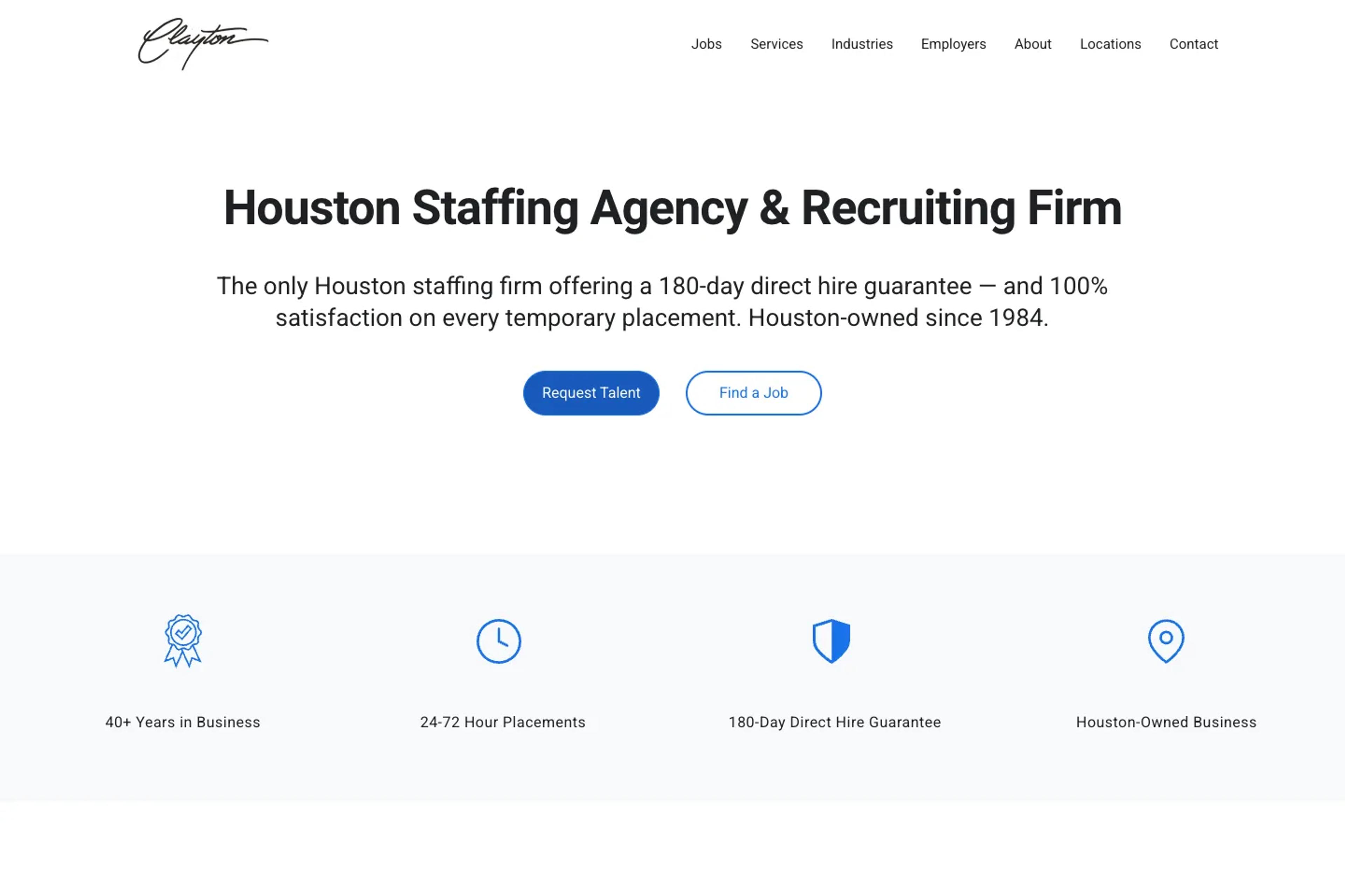 Clayton Services website homepage