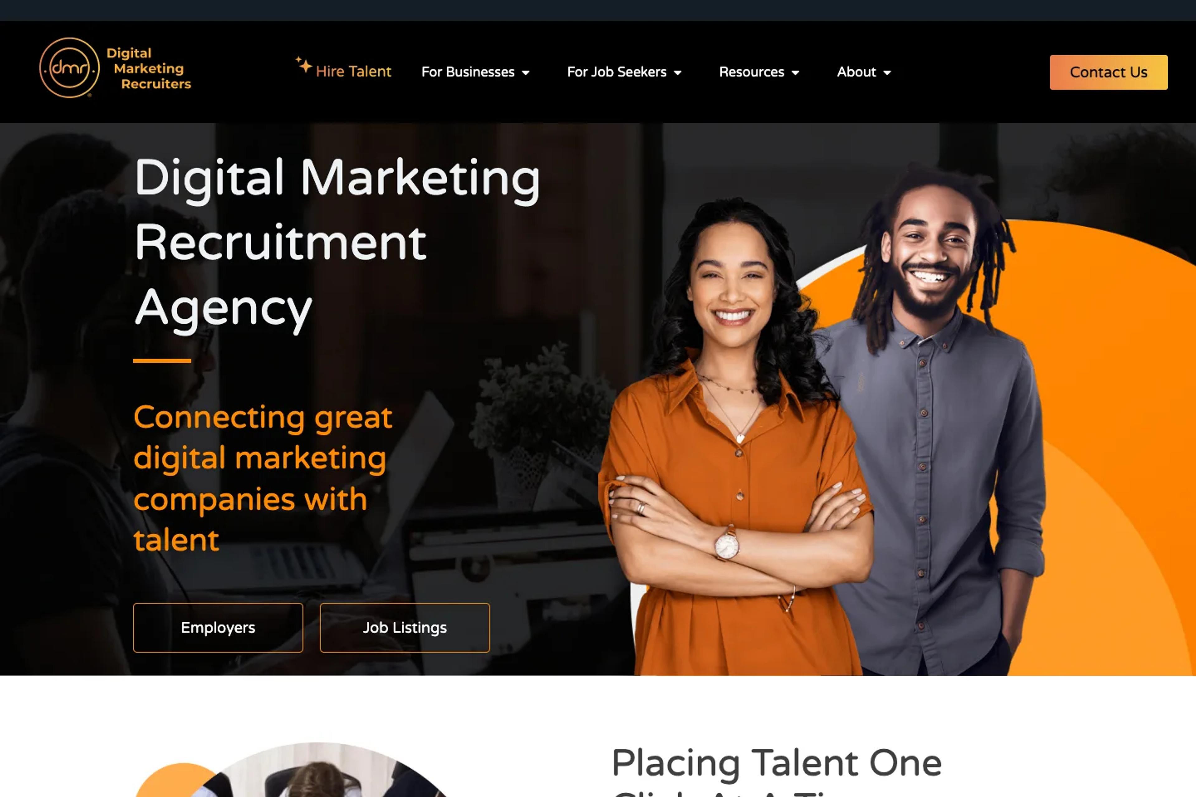 Digital Marketing Recruiters website homepage