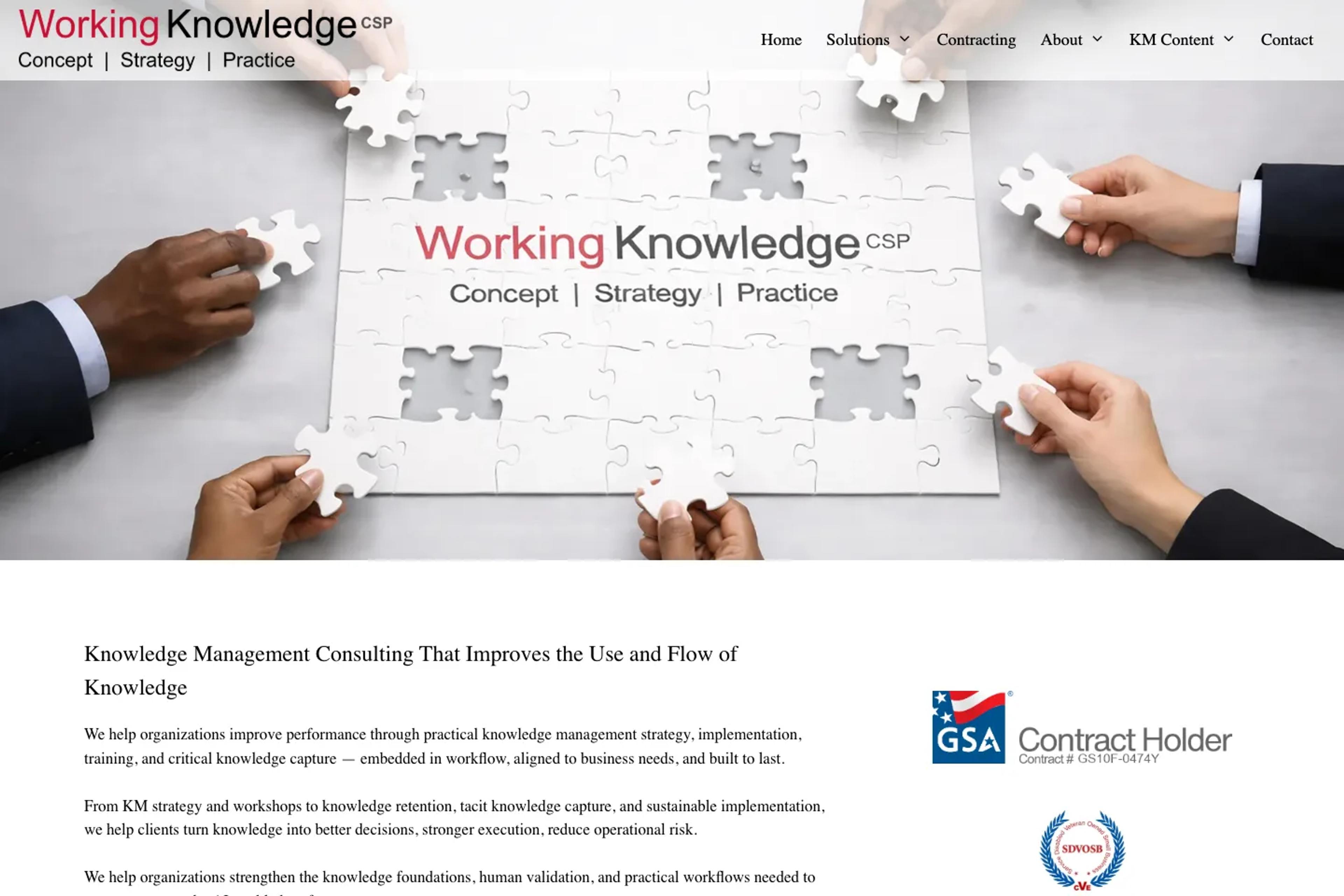 Working Knowledge CSP website homepage