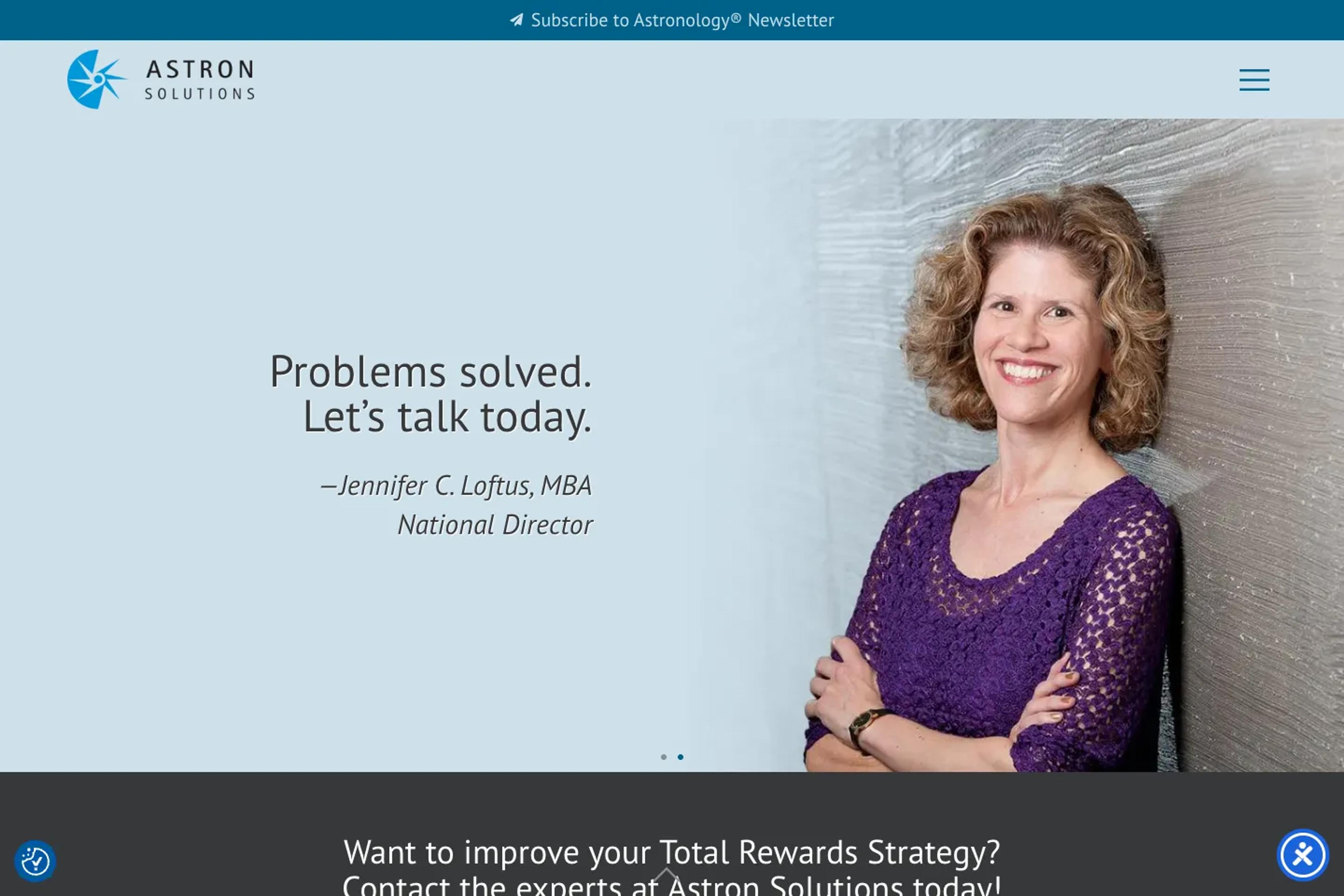 Astron Solutions website homepage