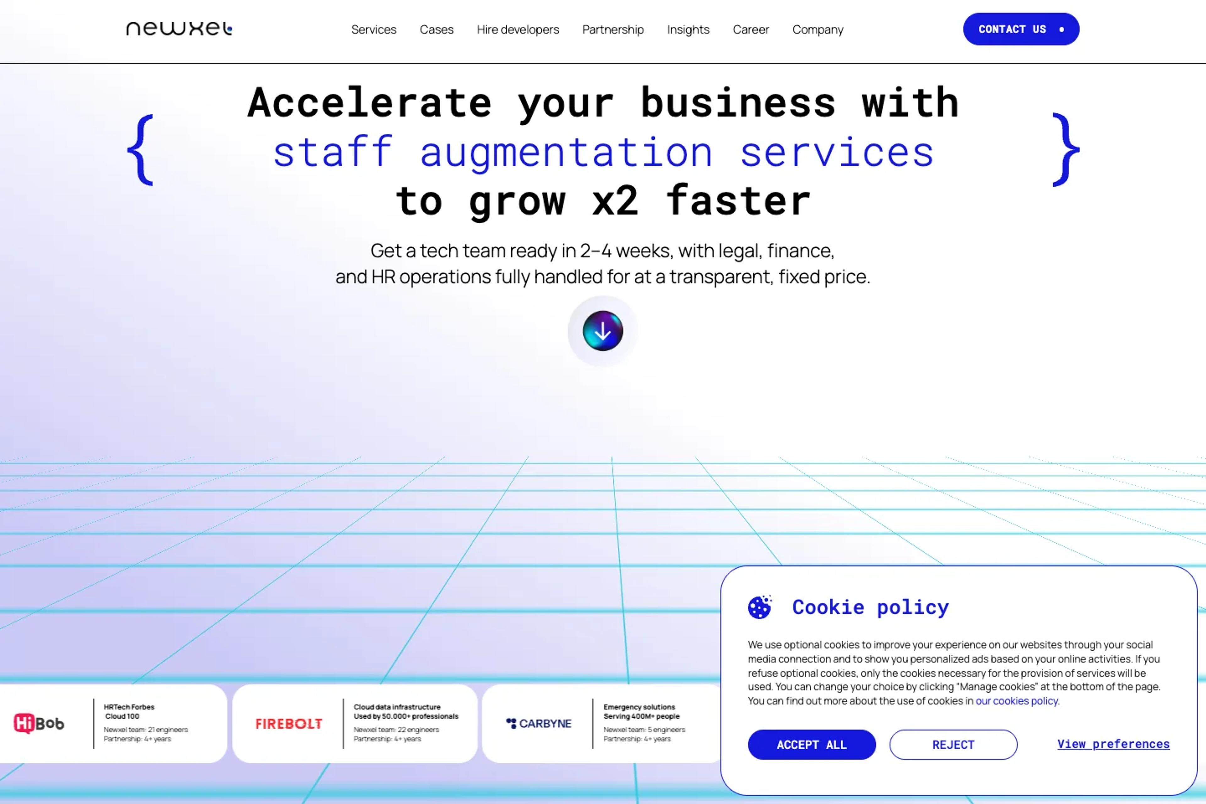 Newxel website homepage