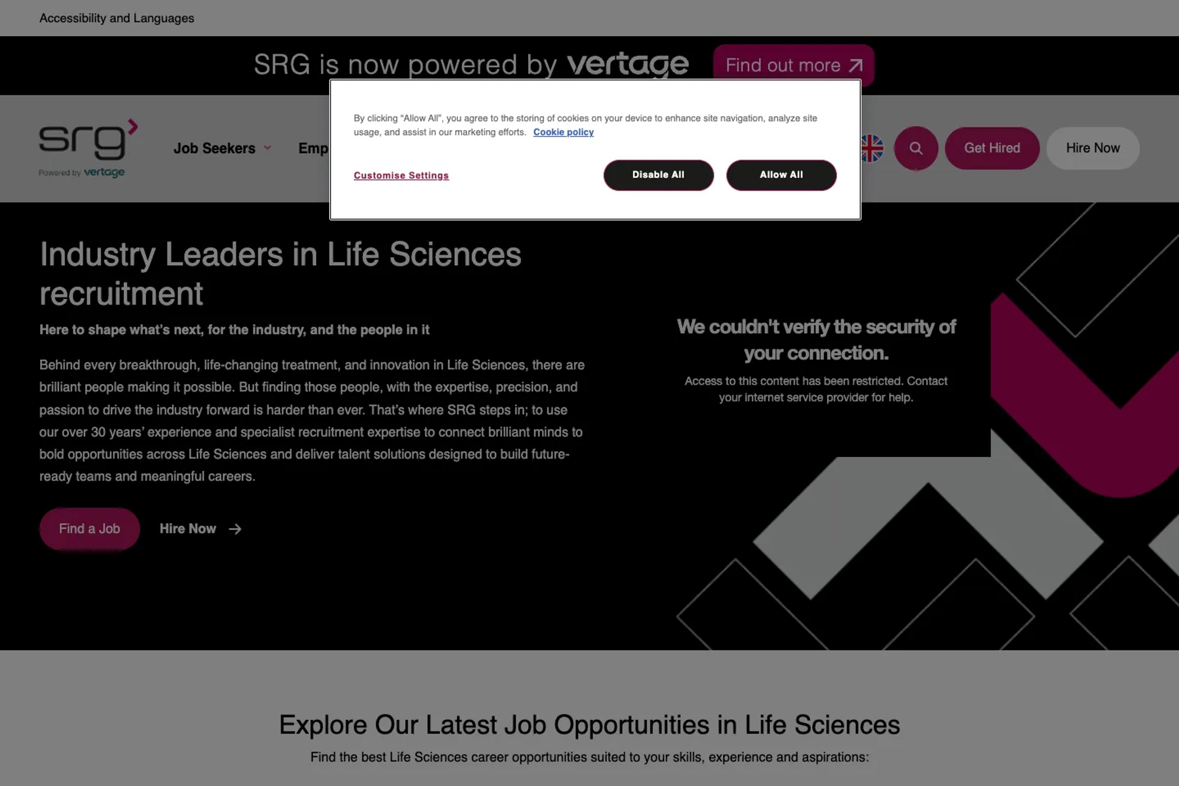 SRG website homepage