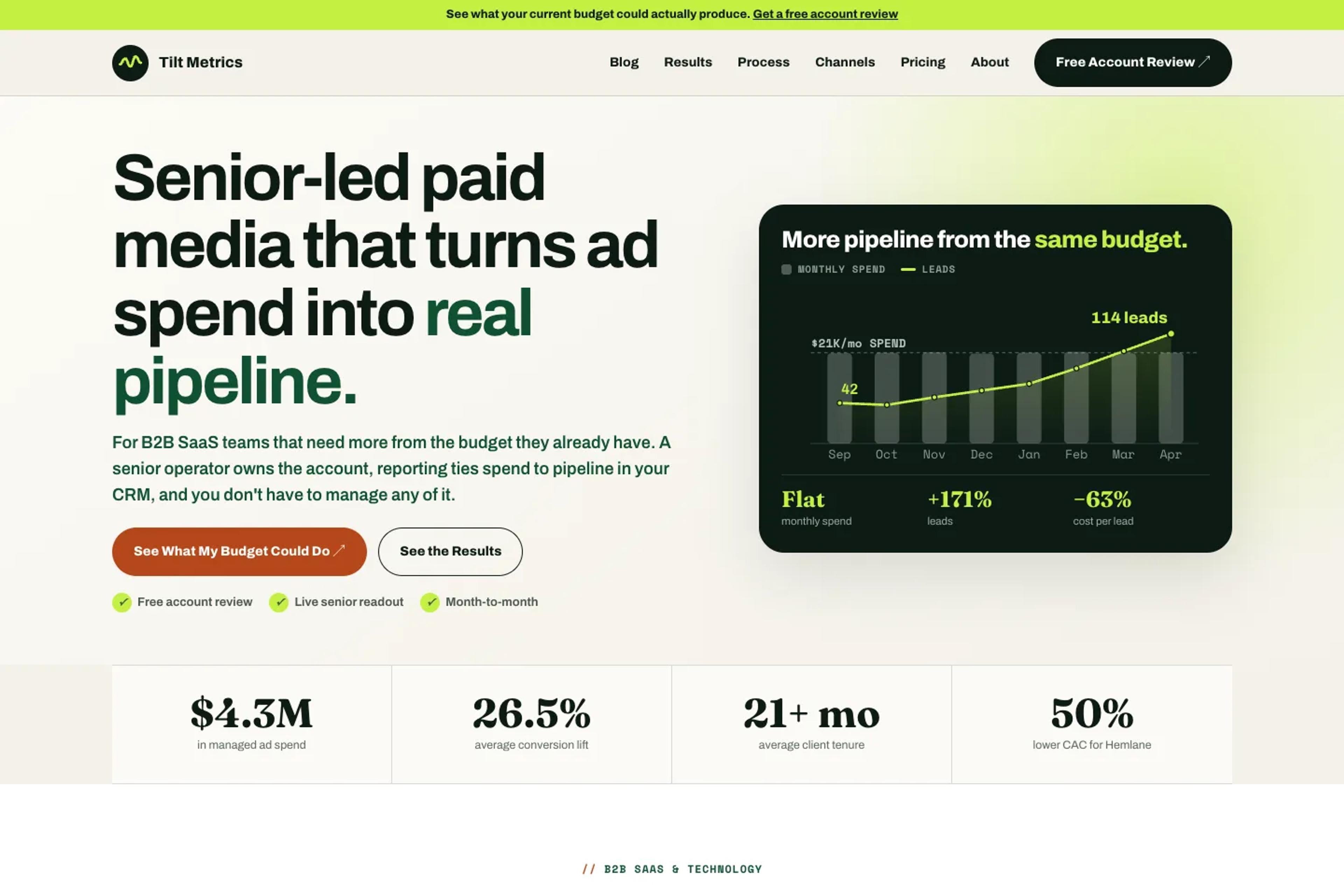 Tilt Metrics website homepage