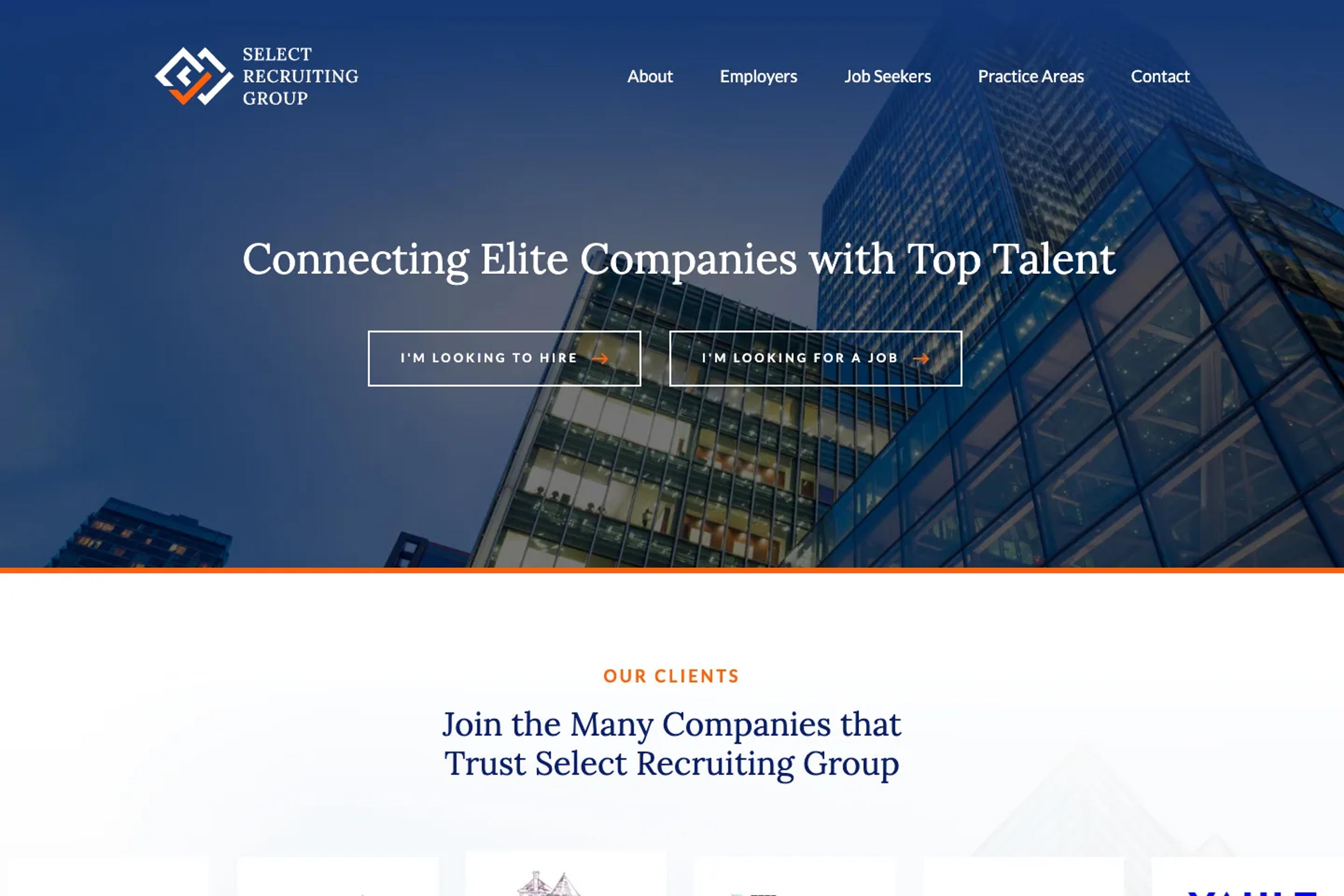 Select Recruiting Group website homepage
