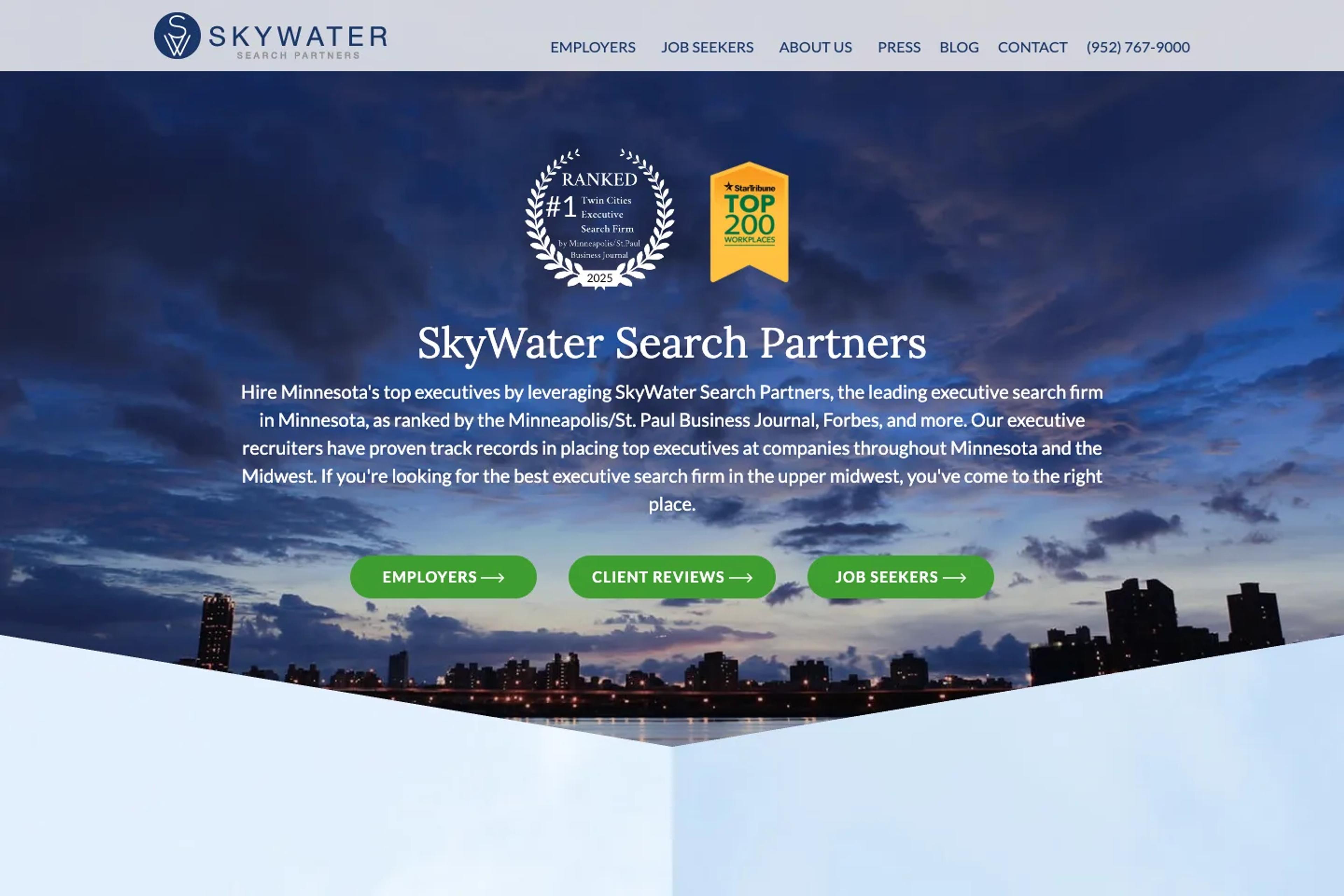 SkyWater Search Partners website homepage