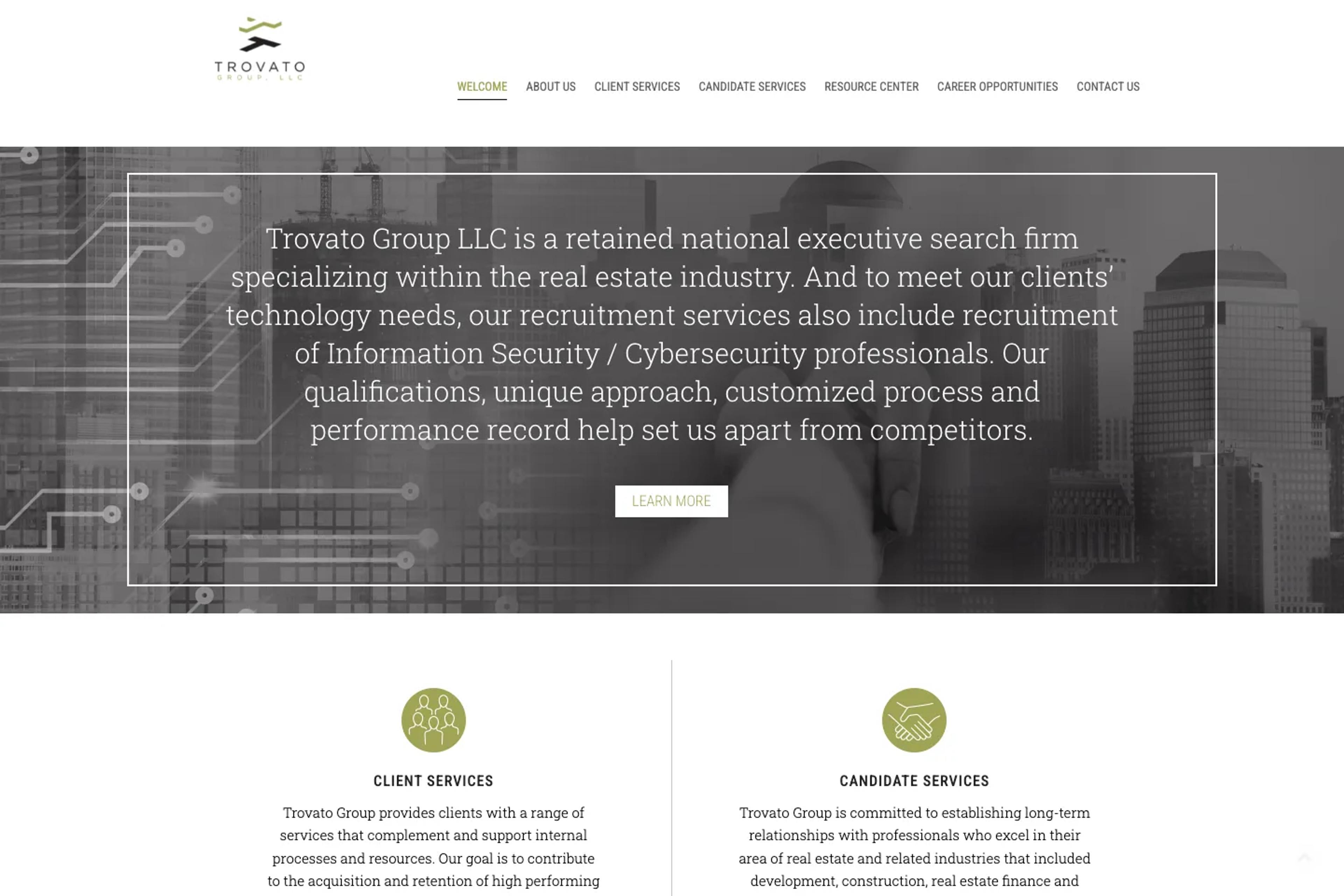 Trovato Group website homepage