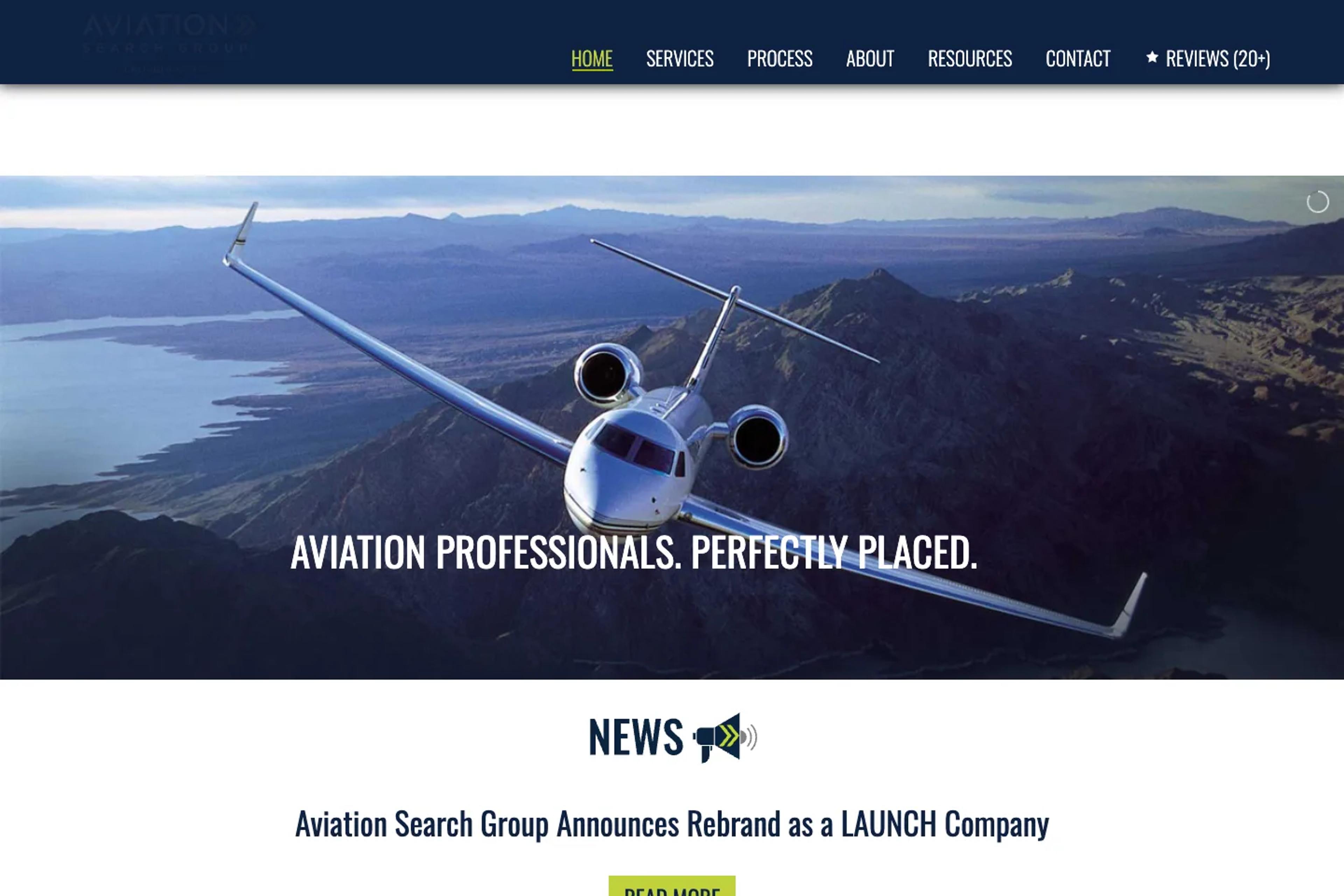 Aviation Search Group website homepage