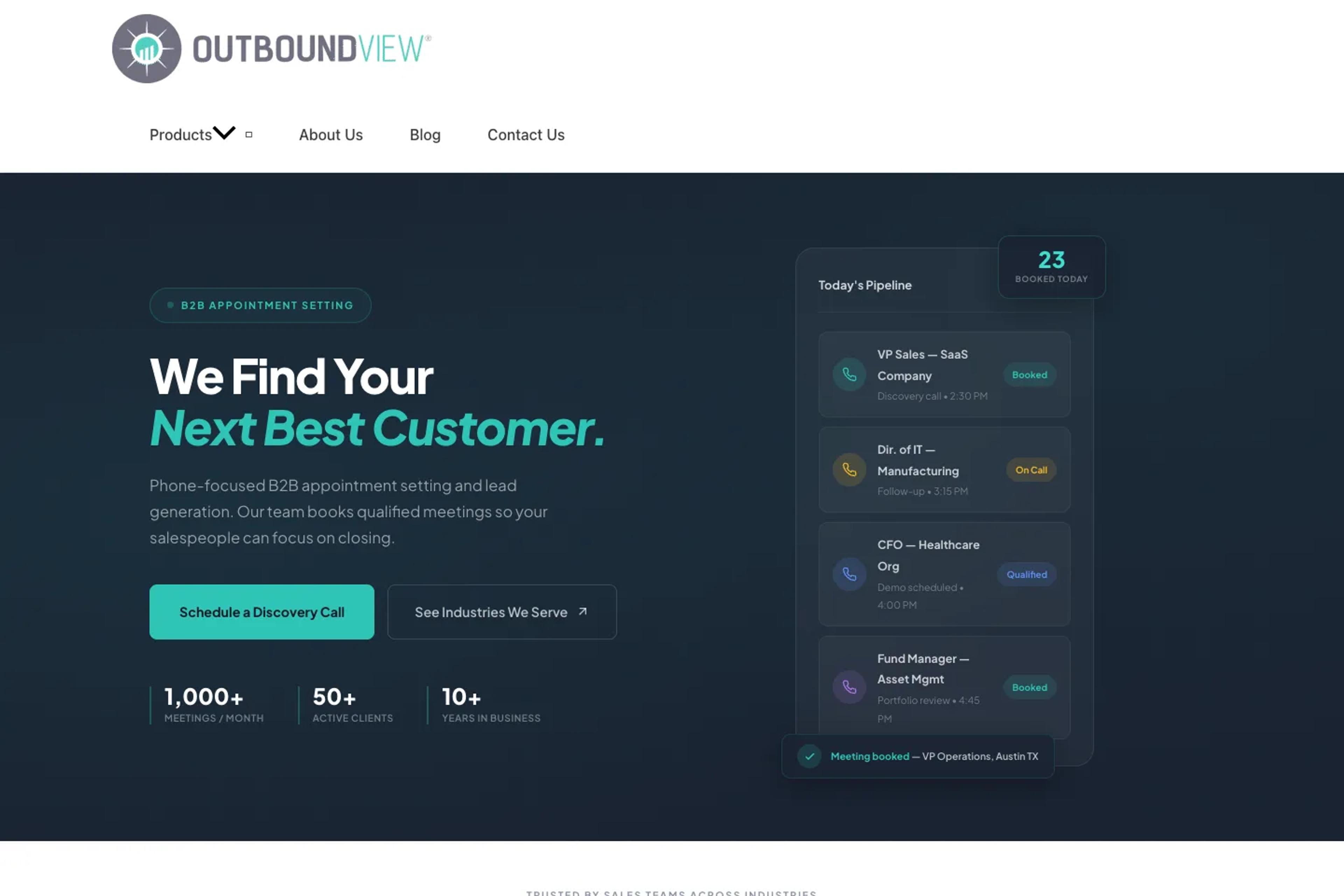 OutboundView website homepage