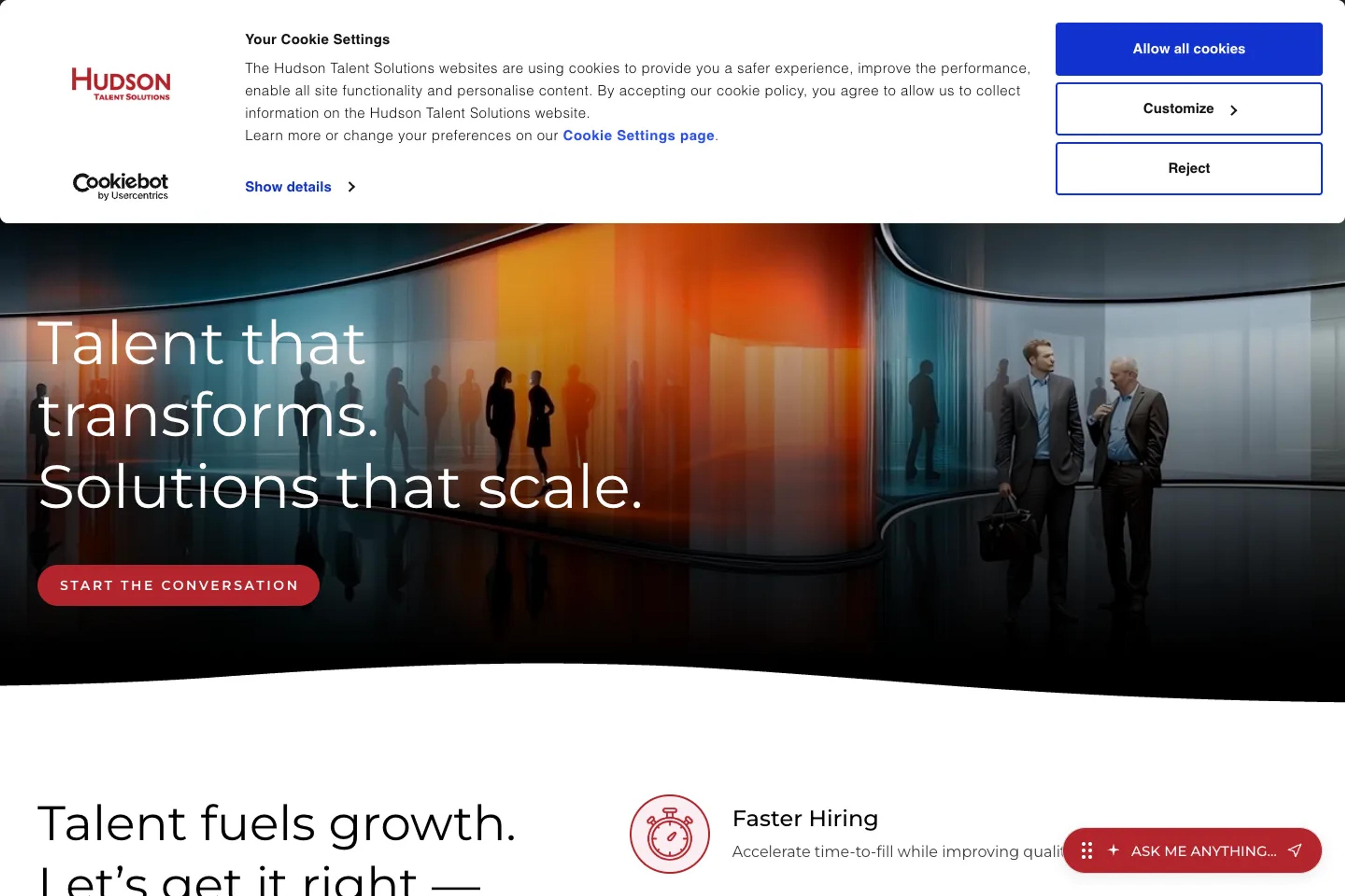 Hudson Talent Solutions website homepage