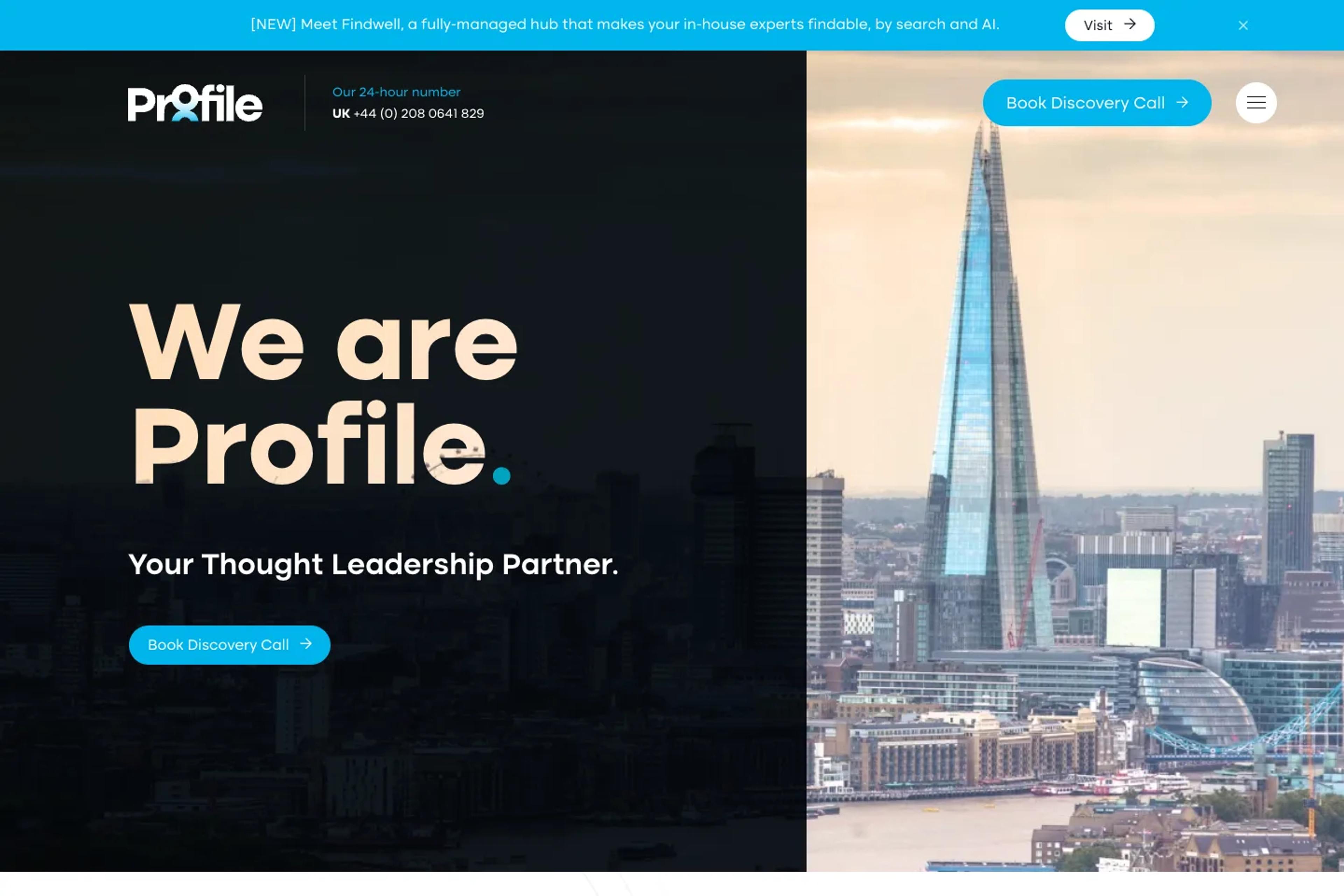 Profile website homepage