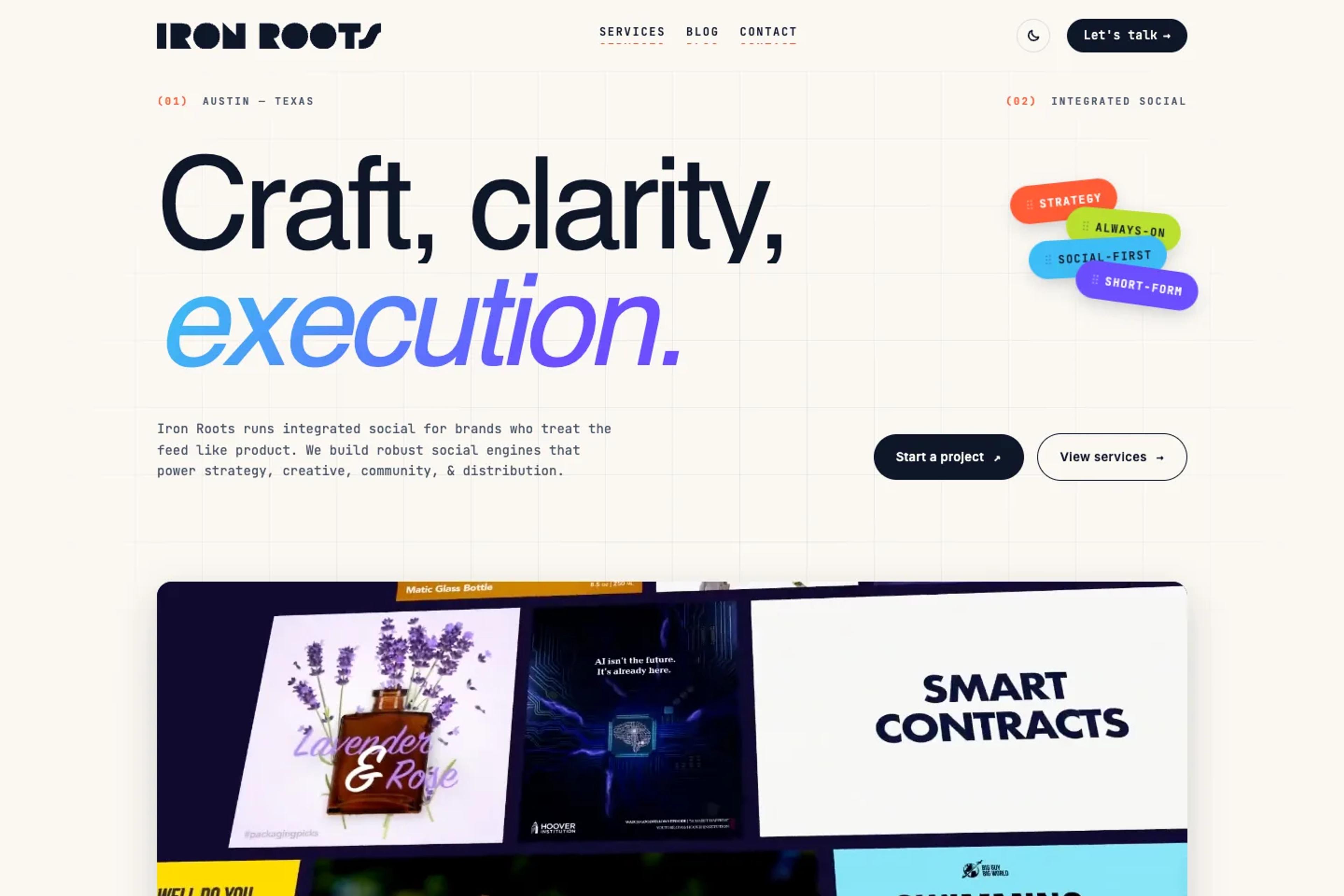 Iron Roots website homepage